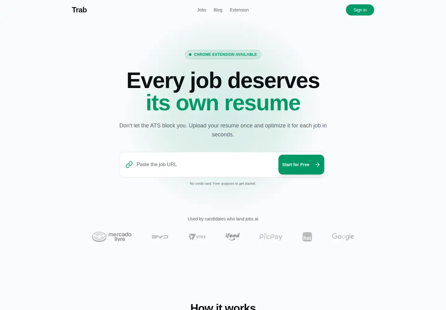 Captured homepage of trab.app in the current scan