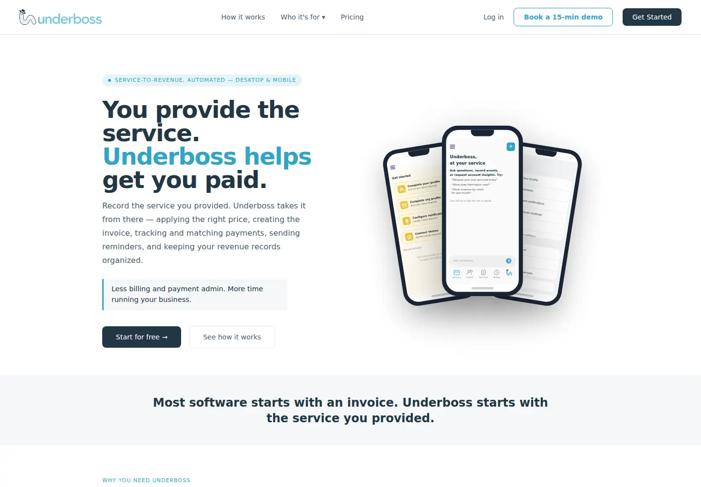 Captured homepage of underboss.app in the current scan