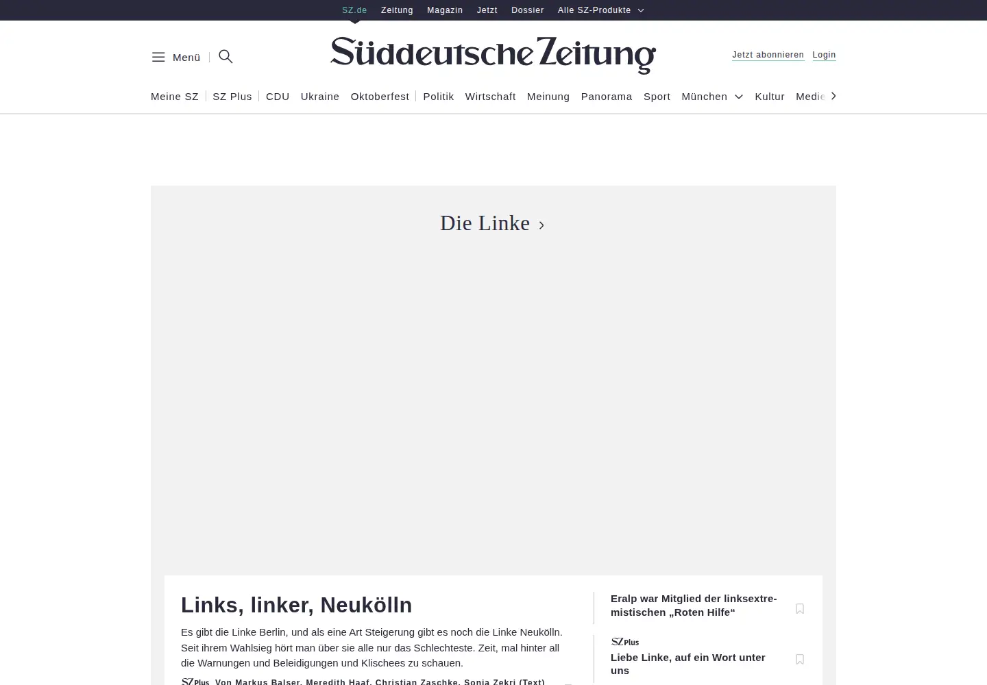 Screenshot of sueddeutsche.de