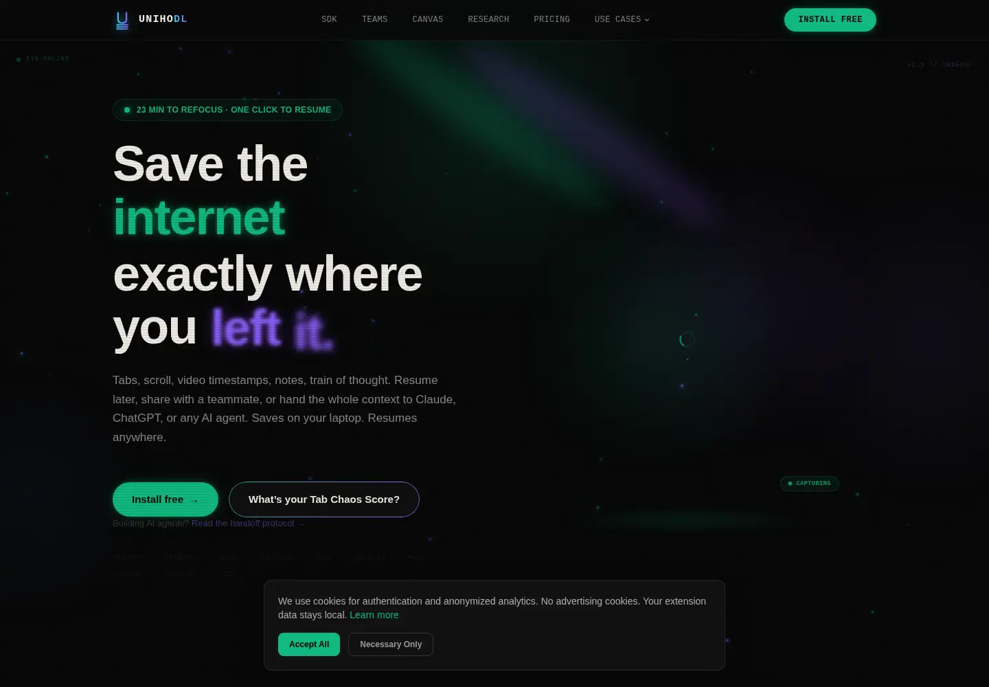 Screenshot of unihodl.app