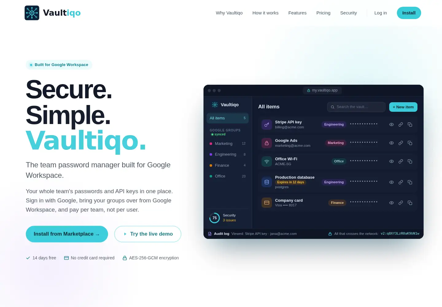 Screenshot of vaultiqo.app