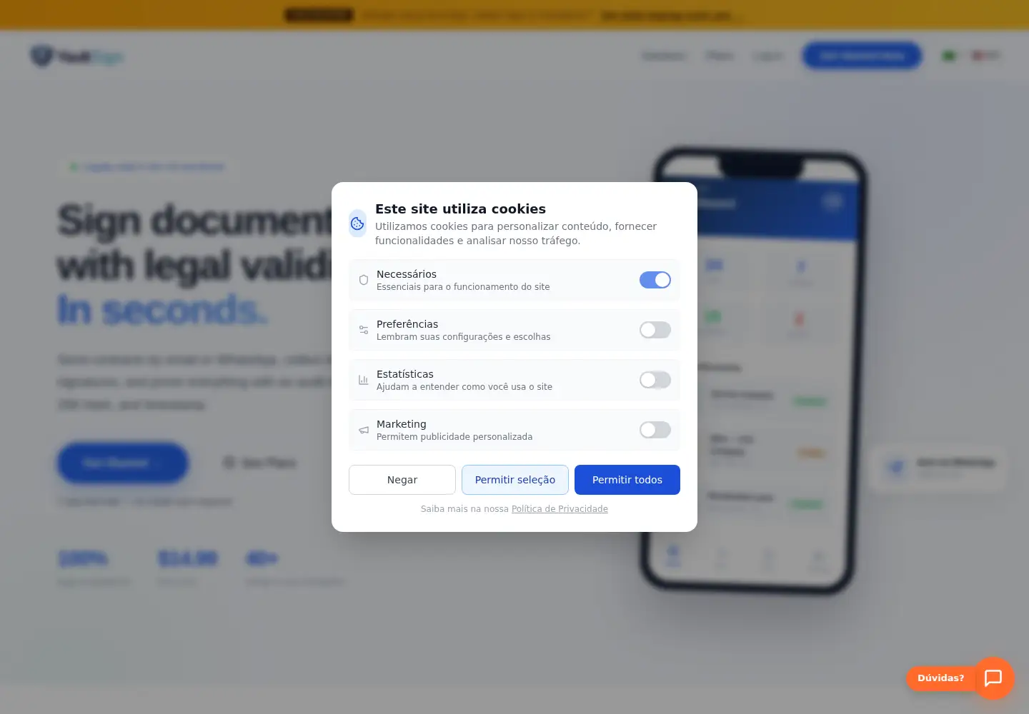 Captured homepage of vaultsign.app in the current scan