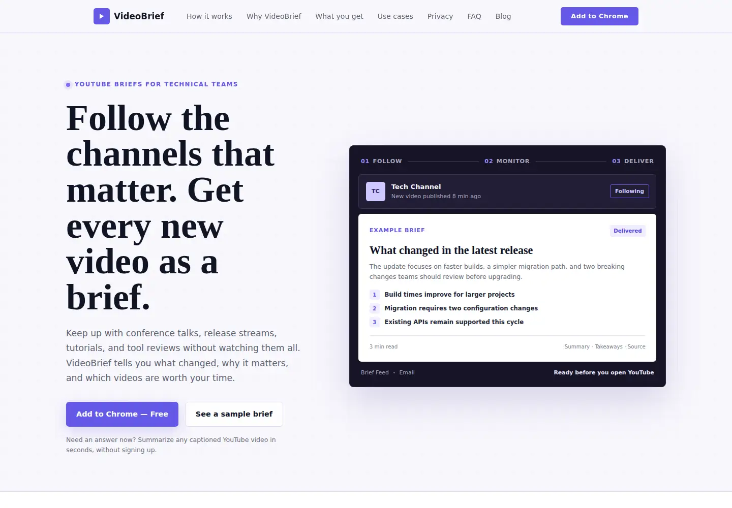 Screenshot of videobrief.app
