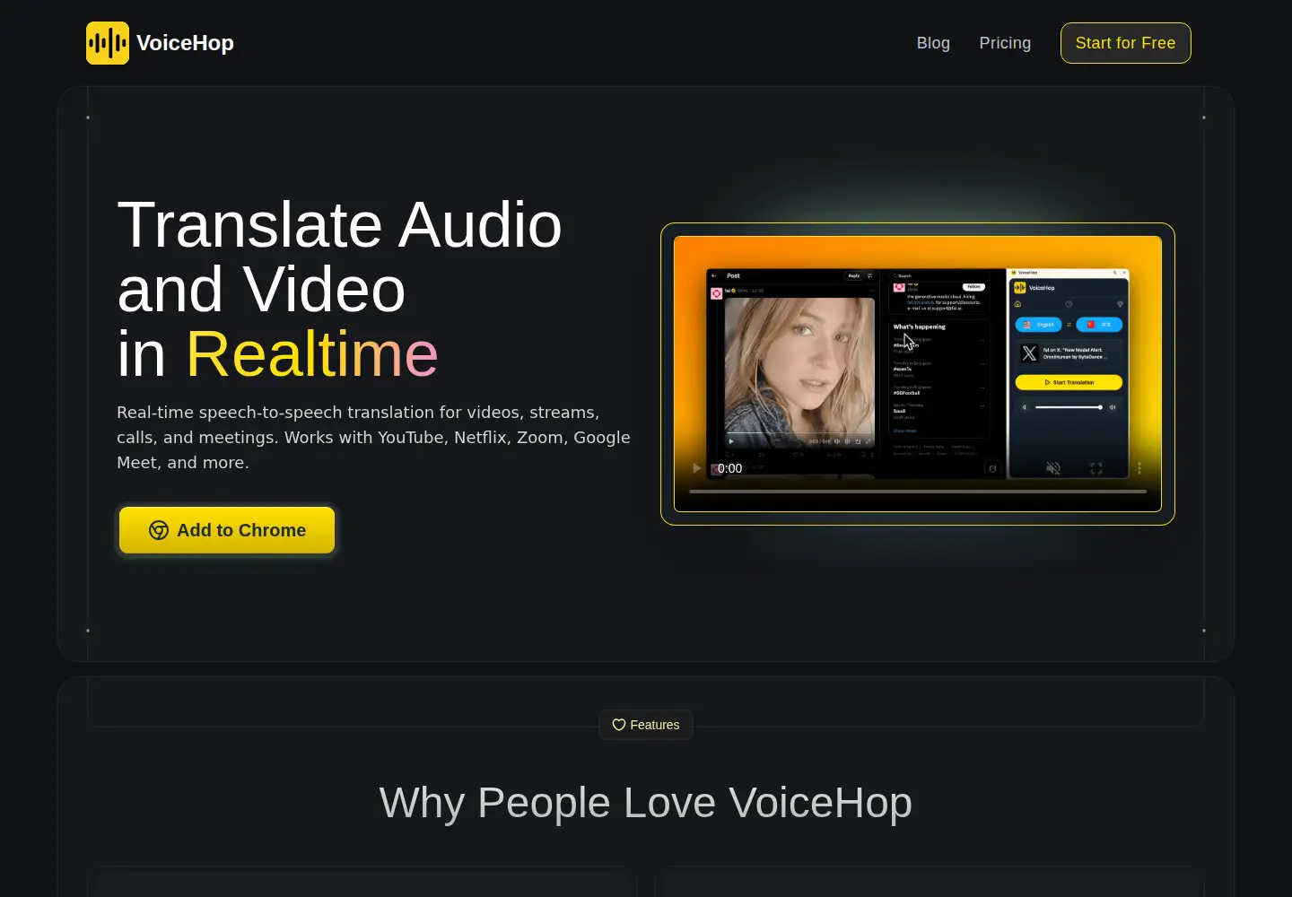 Screenshot of voicehop.app