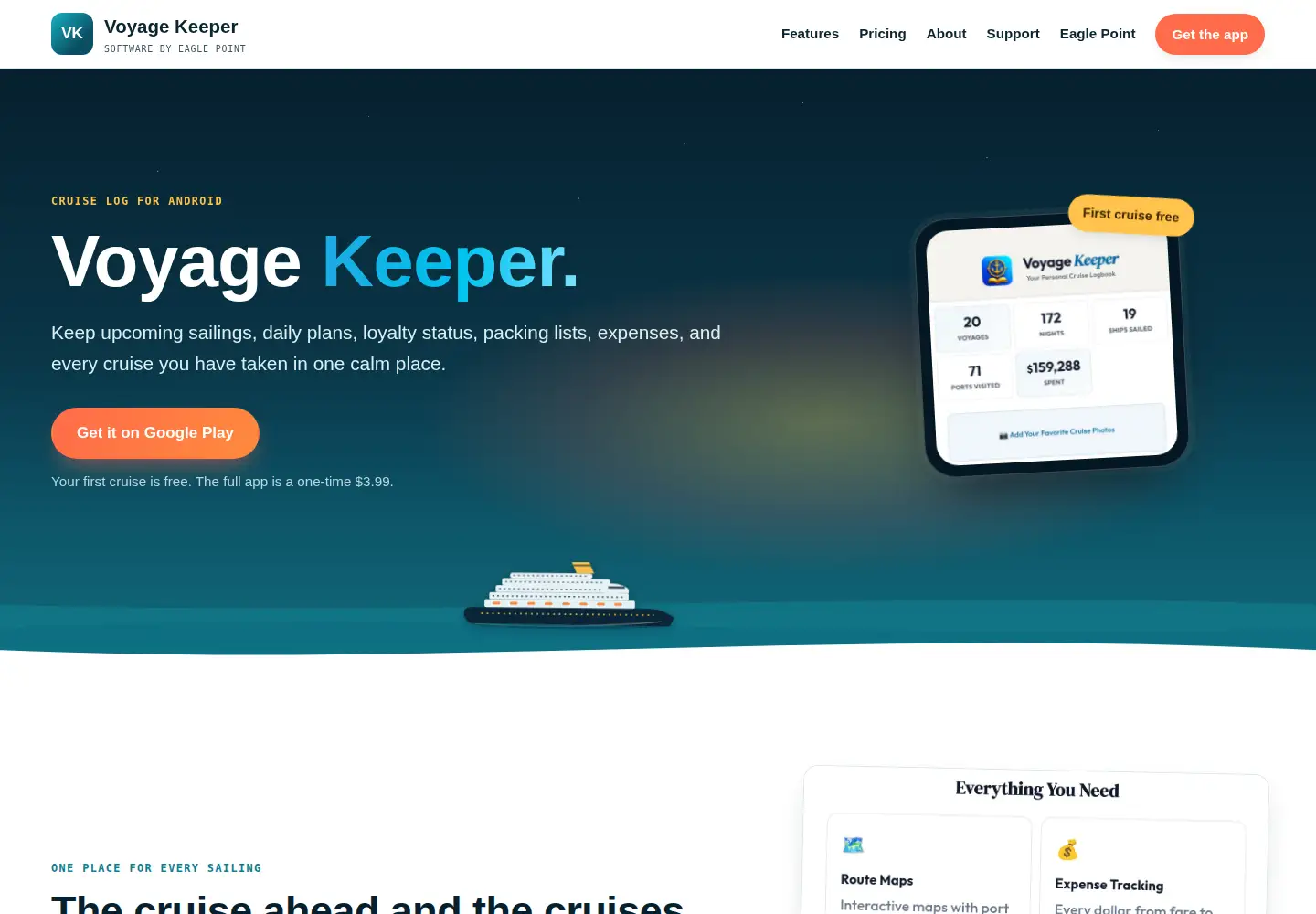 Screenshot of voyagekeeper.app
