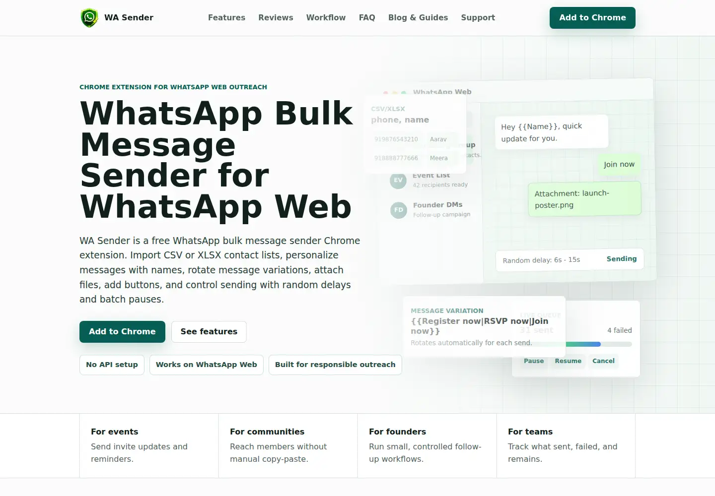 Captured homepage of wasender.app in the current scan
