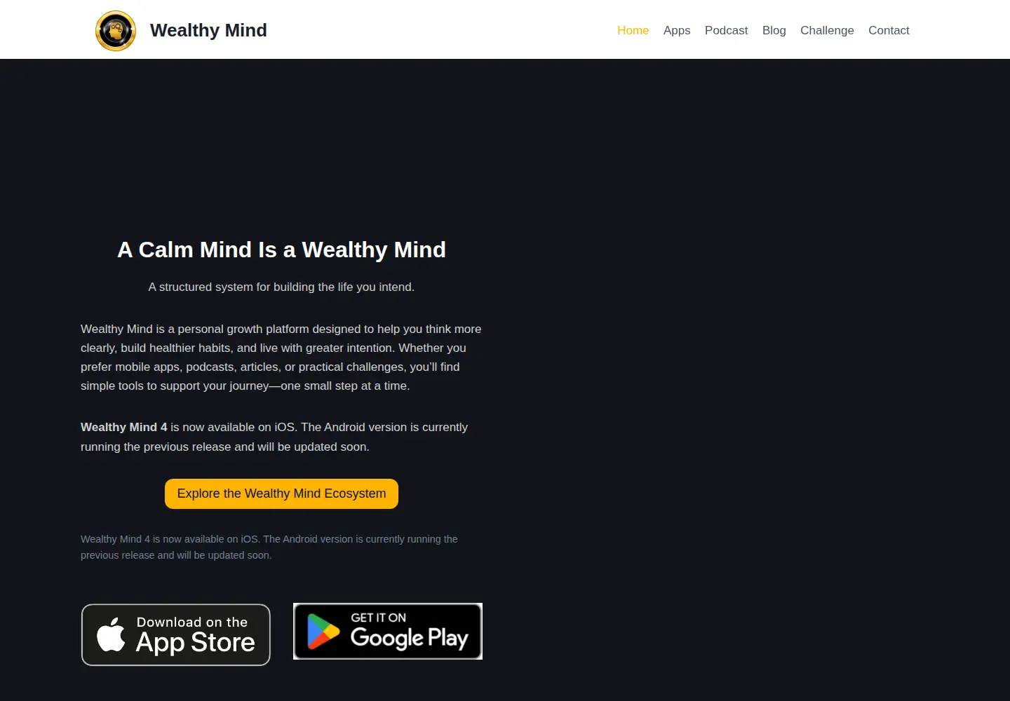 Captured homepage of wealthymind.app in the current scan
