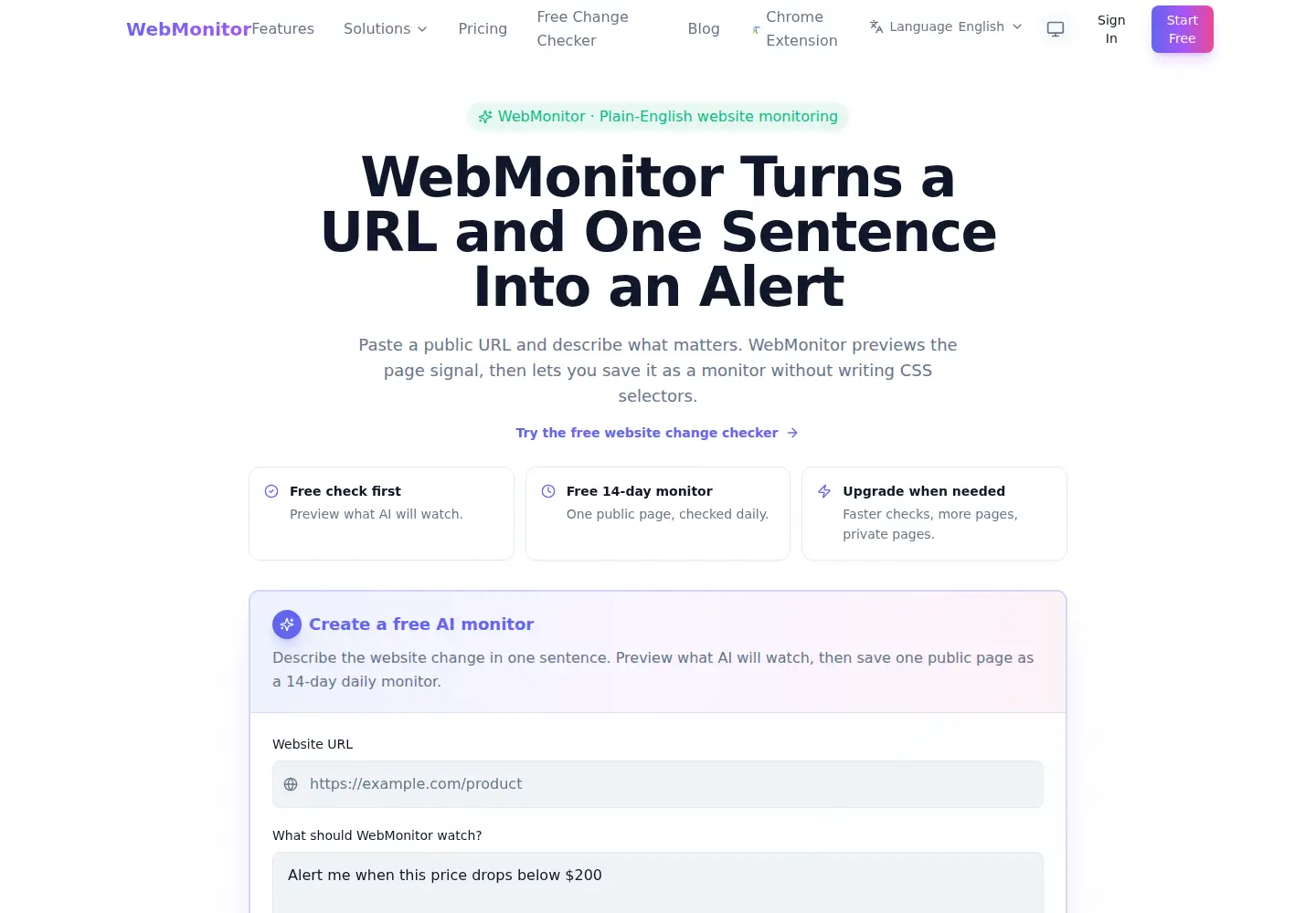 Screenshot of webchangemonitor.app