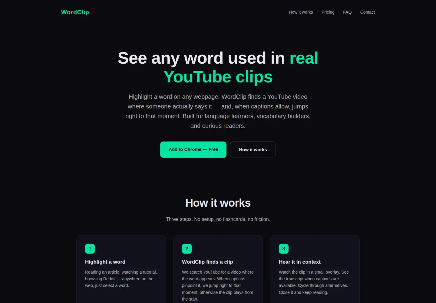 Captured homepage of wordclip.app in the current scan