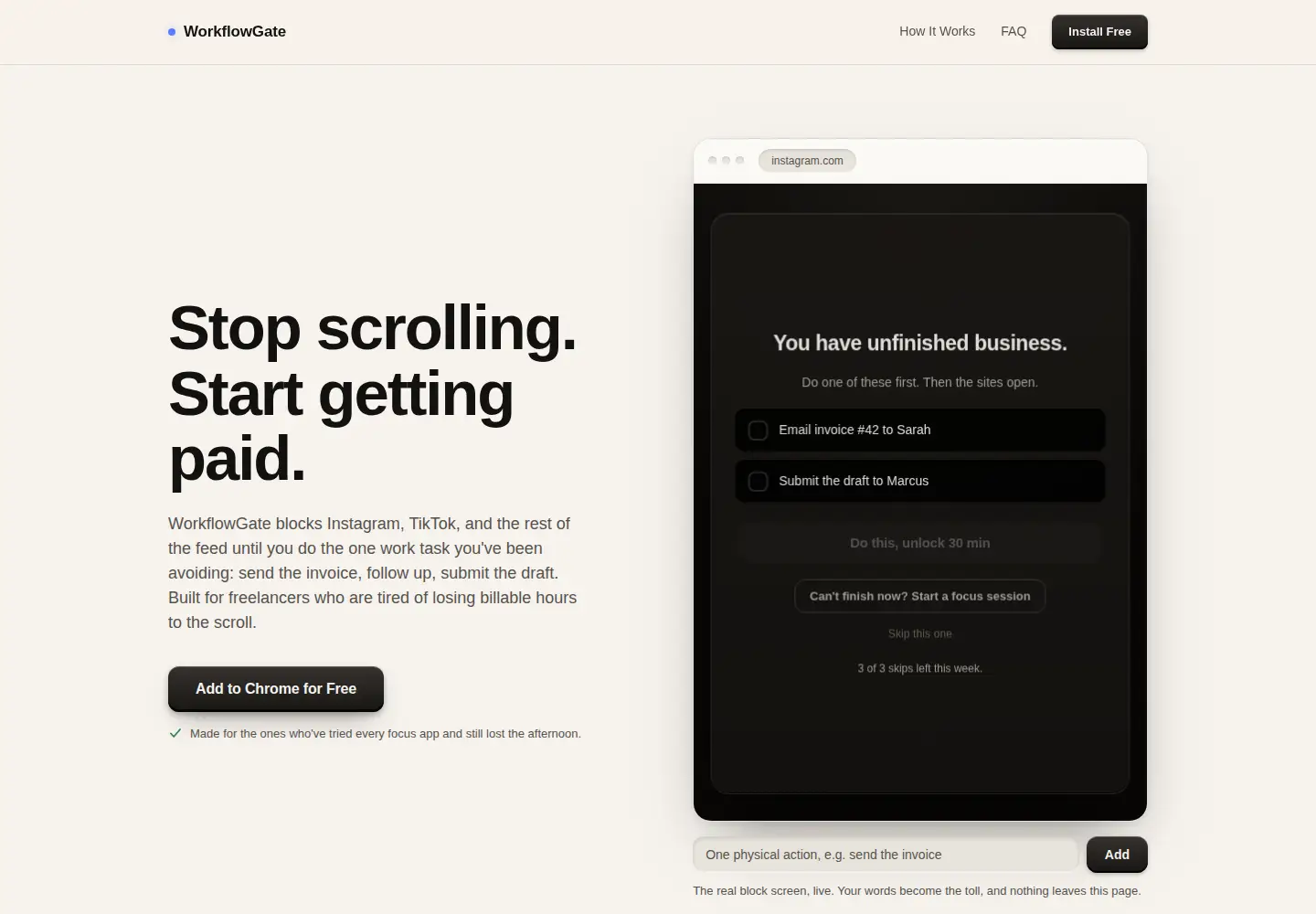 Captured homepage of workflowgate.app in the current scan
