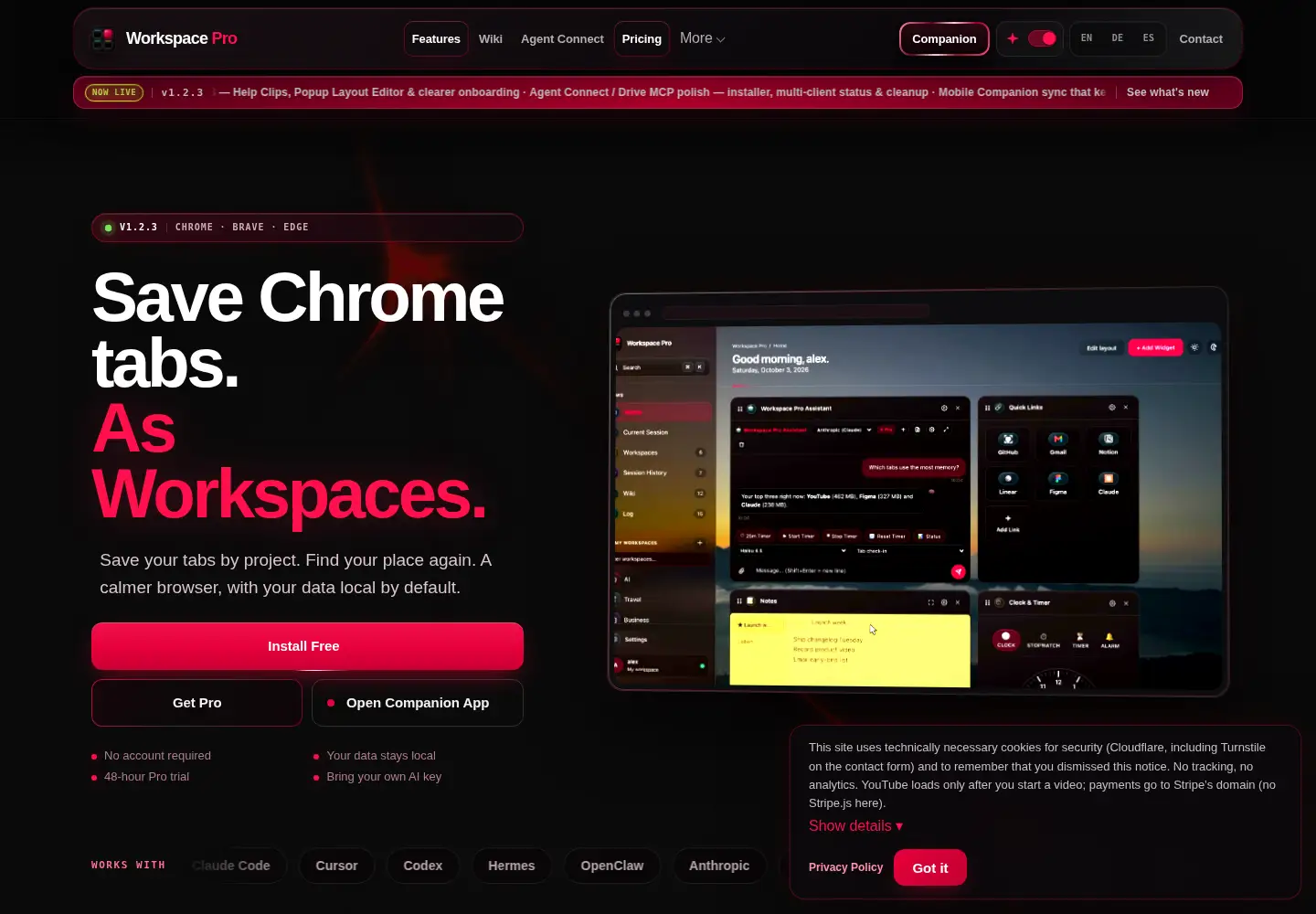 Screenshot of workspace-pro.app