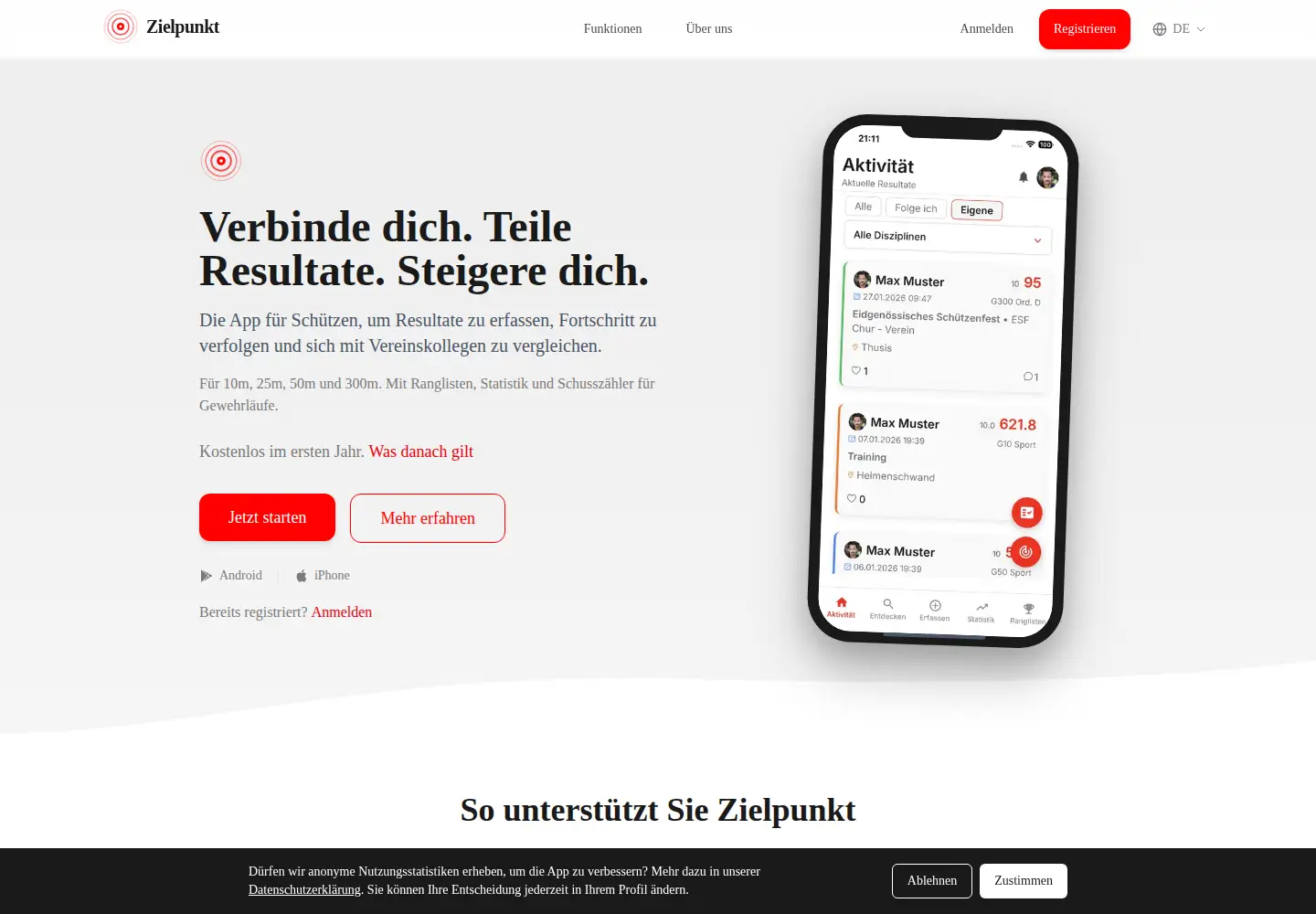 Screenshot of zielpunkt.app