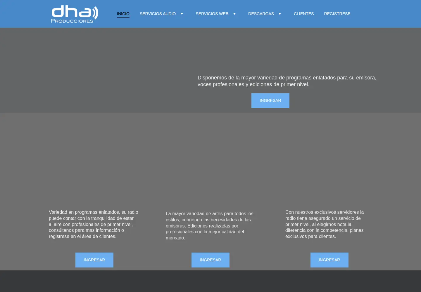 Screenshot of produccionesdha.com.ar