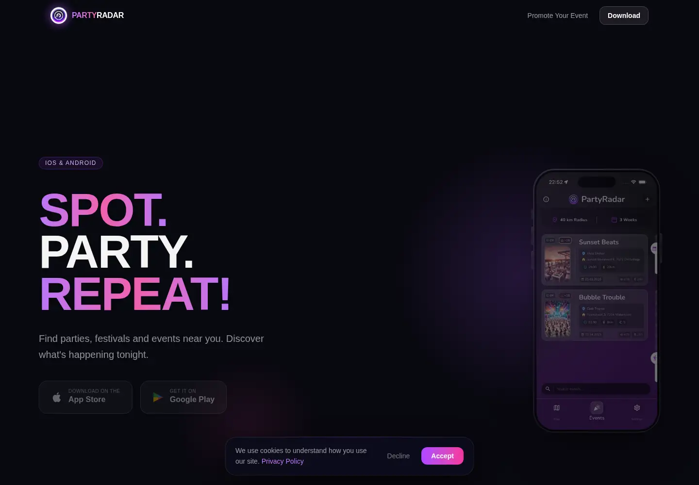 Screenshot of partyradar.at