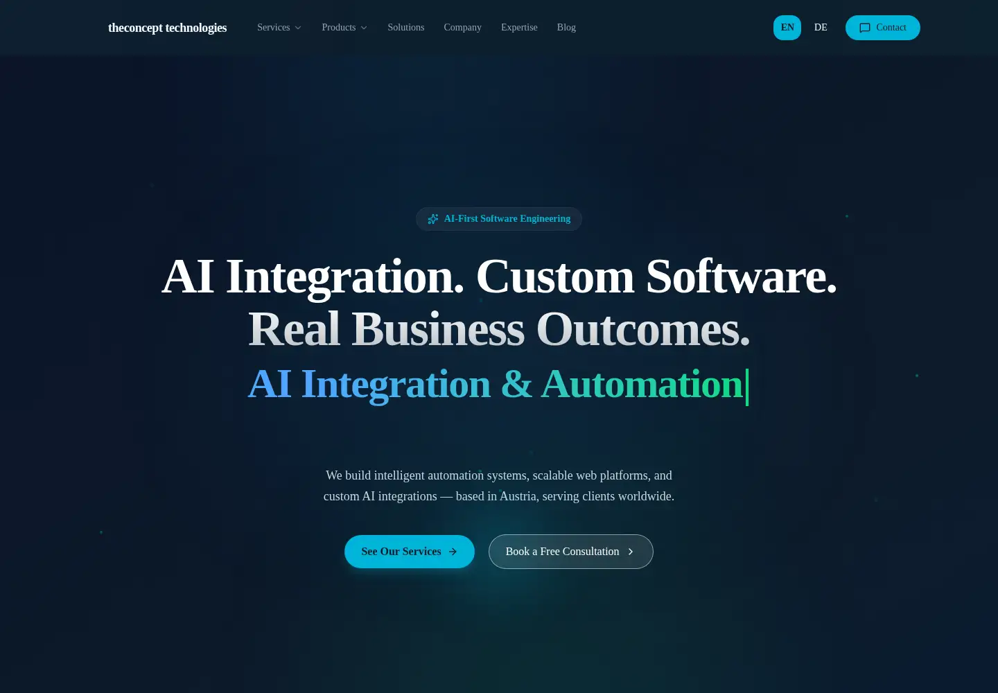 Captured homepage of theconcept-technologies.at in the current scan