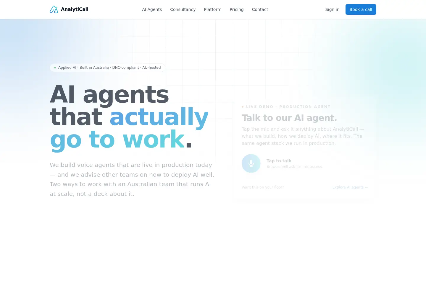 Captured homepage of analyticall.com.au in the current scan