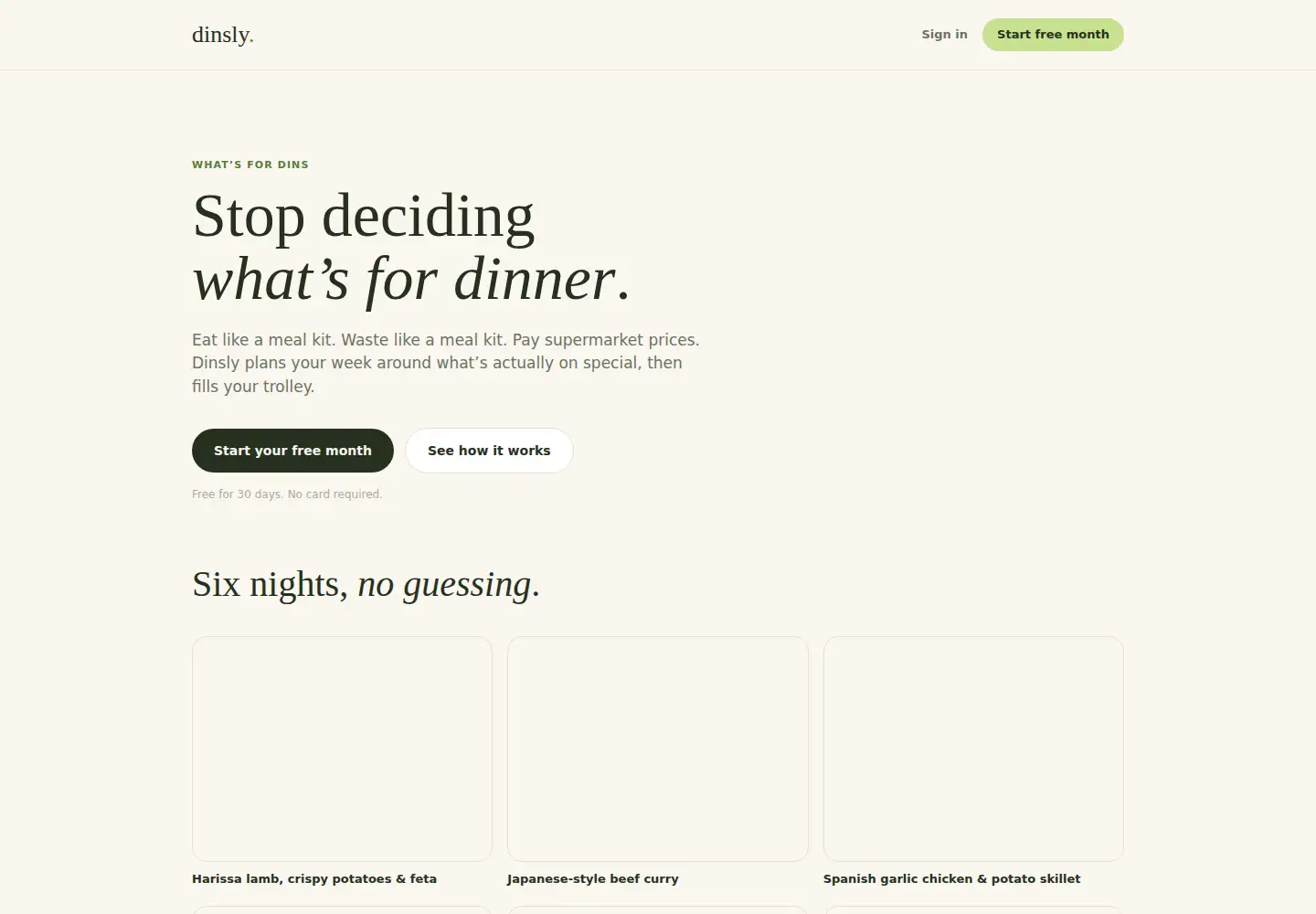 Captured homepage of dinsly.com.au in the current scan
