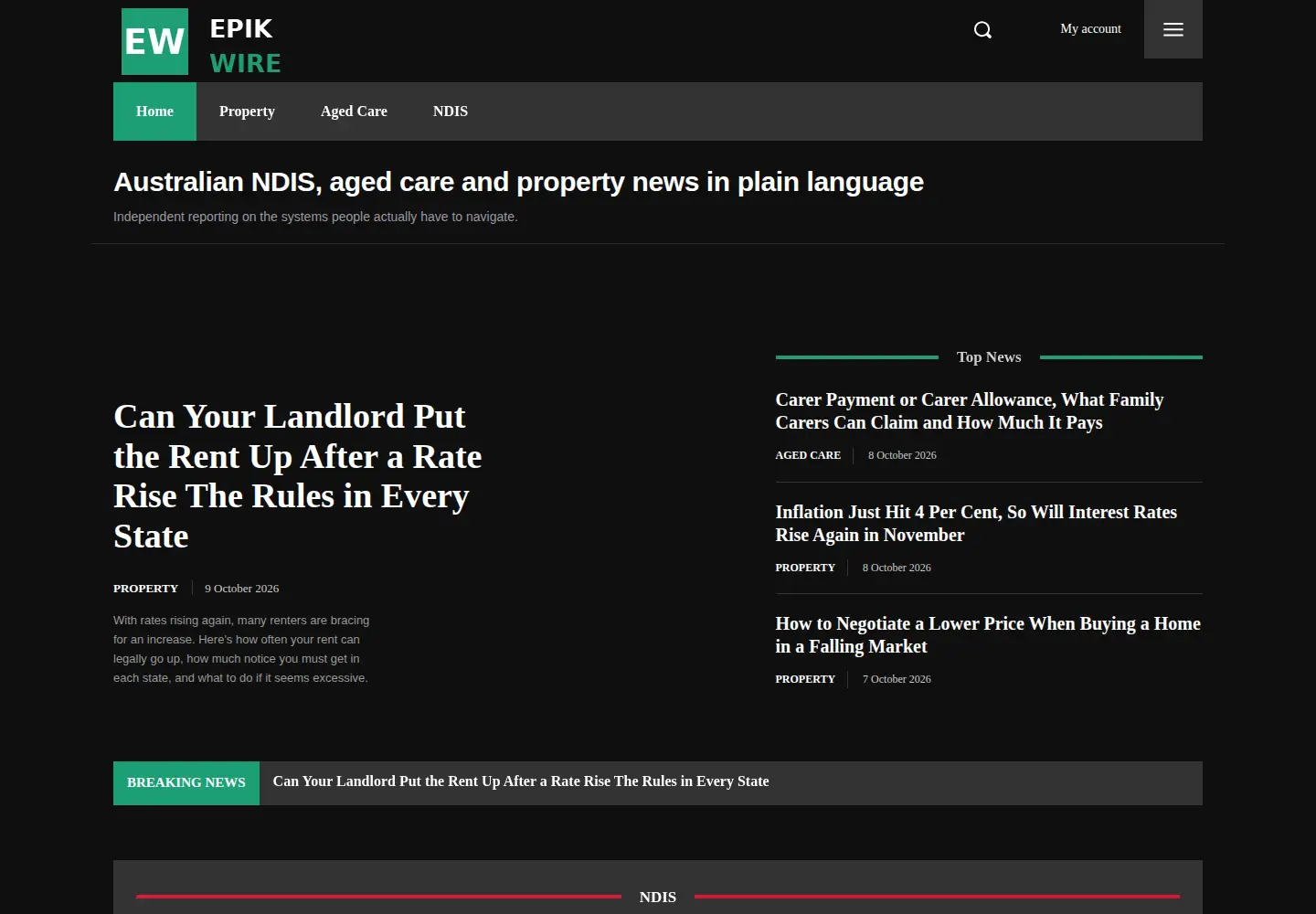 Captured homepage of epikwire.com.au in the current scan