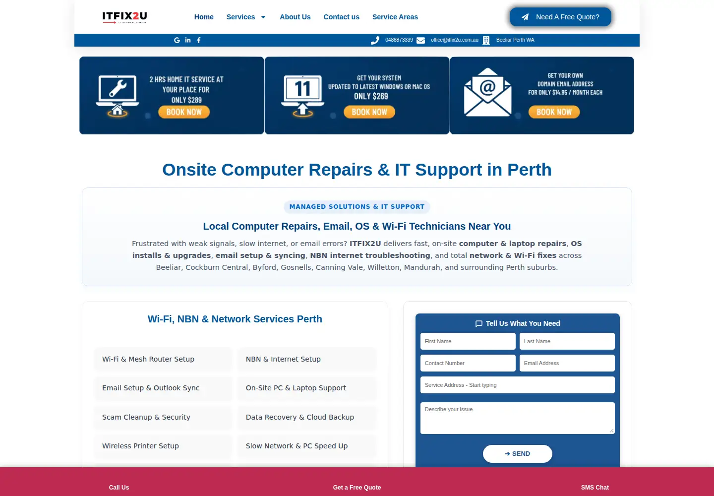 Screenshot of itfix2u.com.au