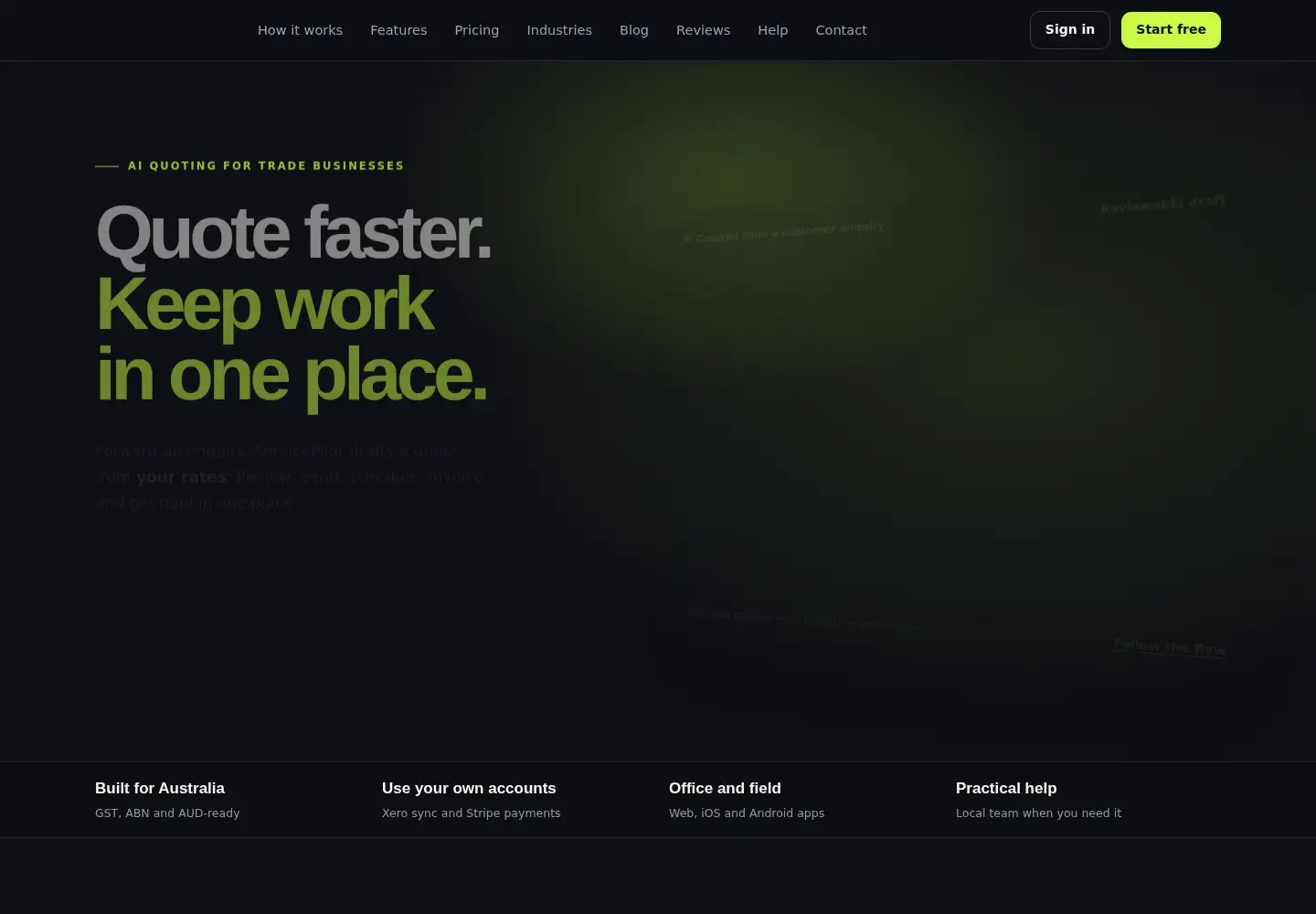 Captured homepage of servicepilot.com.au in the current scan