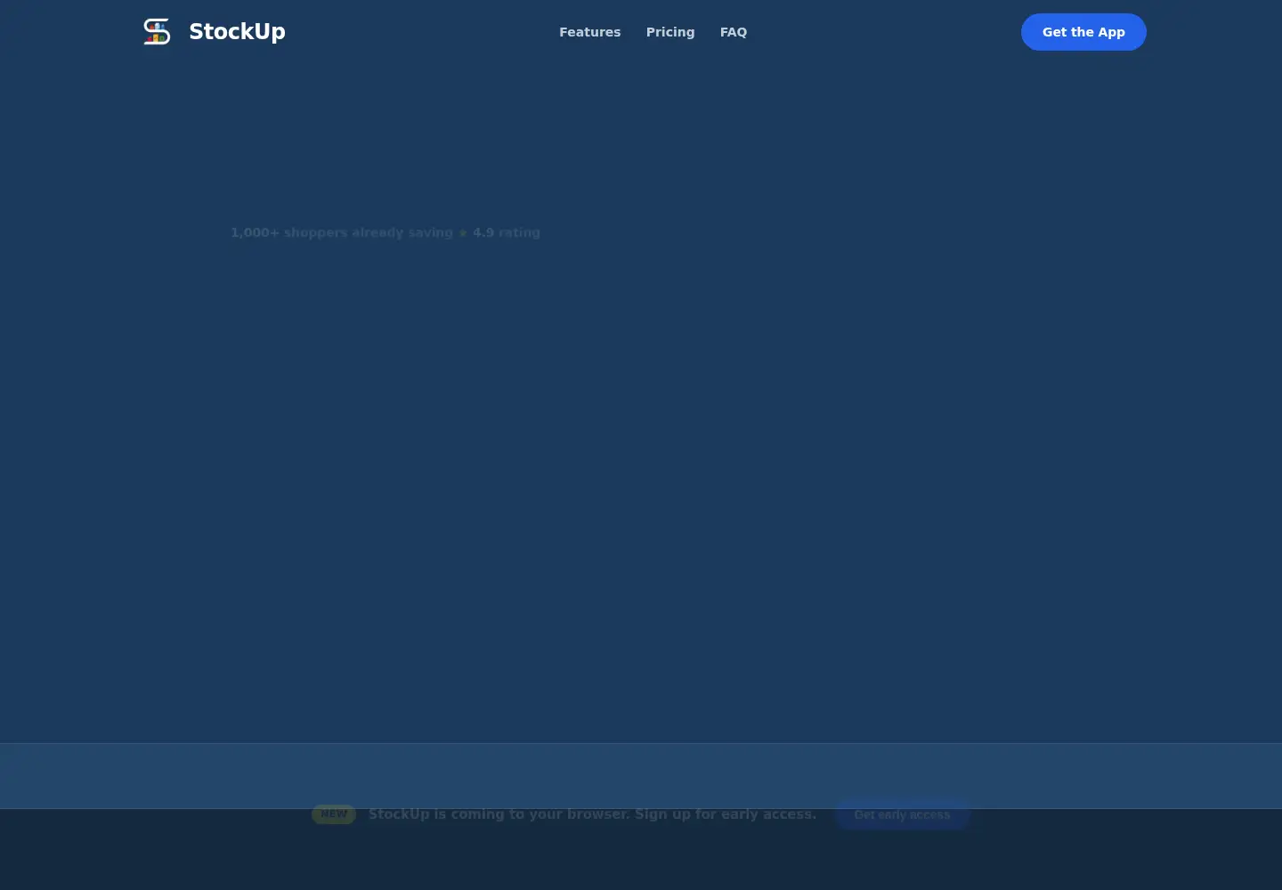 Captured homepage of stockupapp.com.au in the current scan