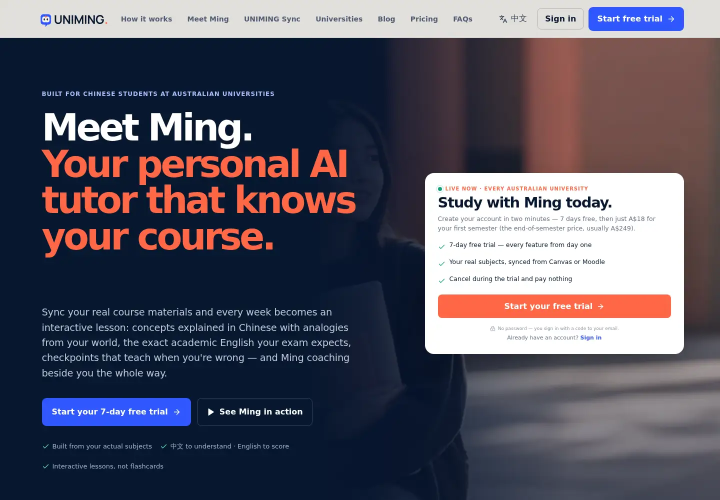 Captured homepage of uniming.com.au in the current scan