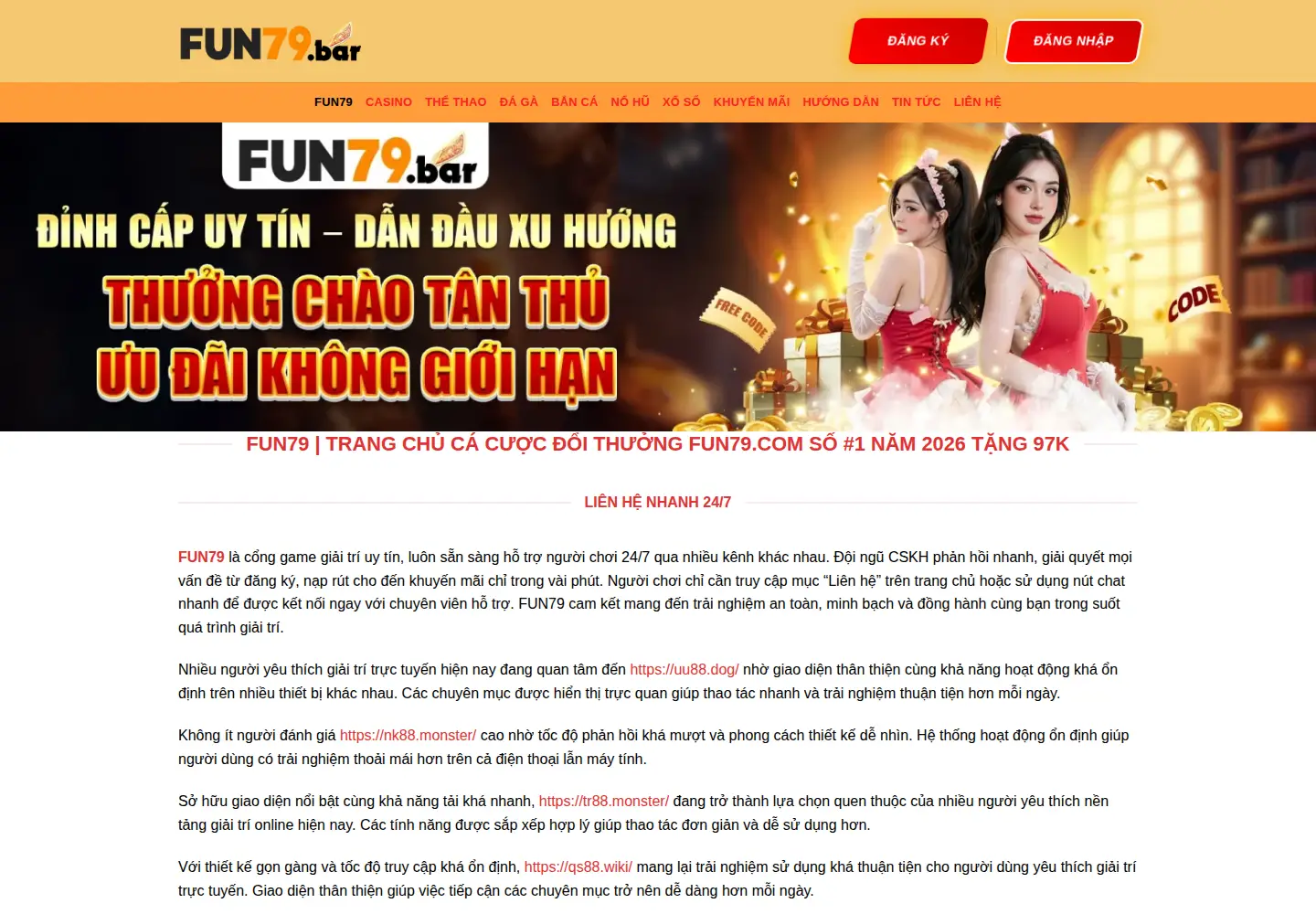 Captured homepage of fun79.bar in the current scan