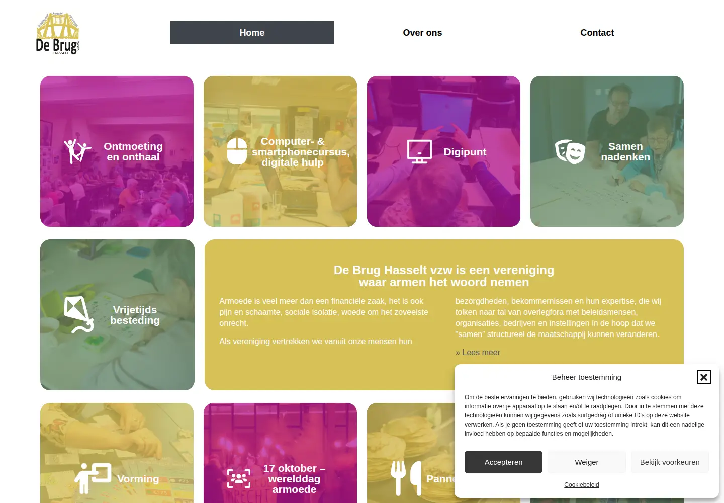 Captured homepage of debrughasseltvzw.be in the current scan