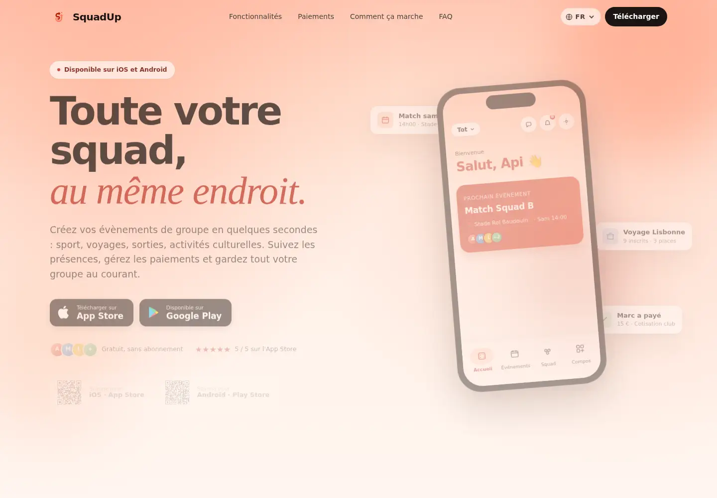 Captured homepage of squadup.be in the current scan