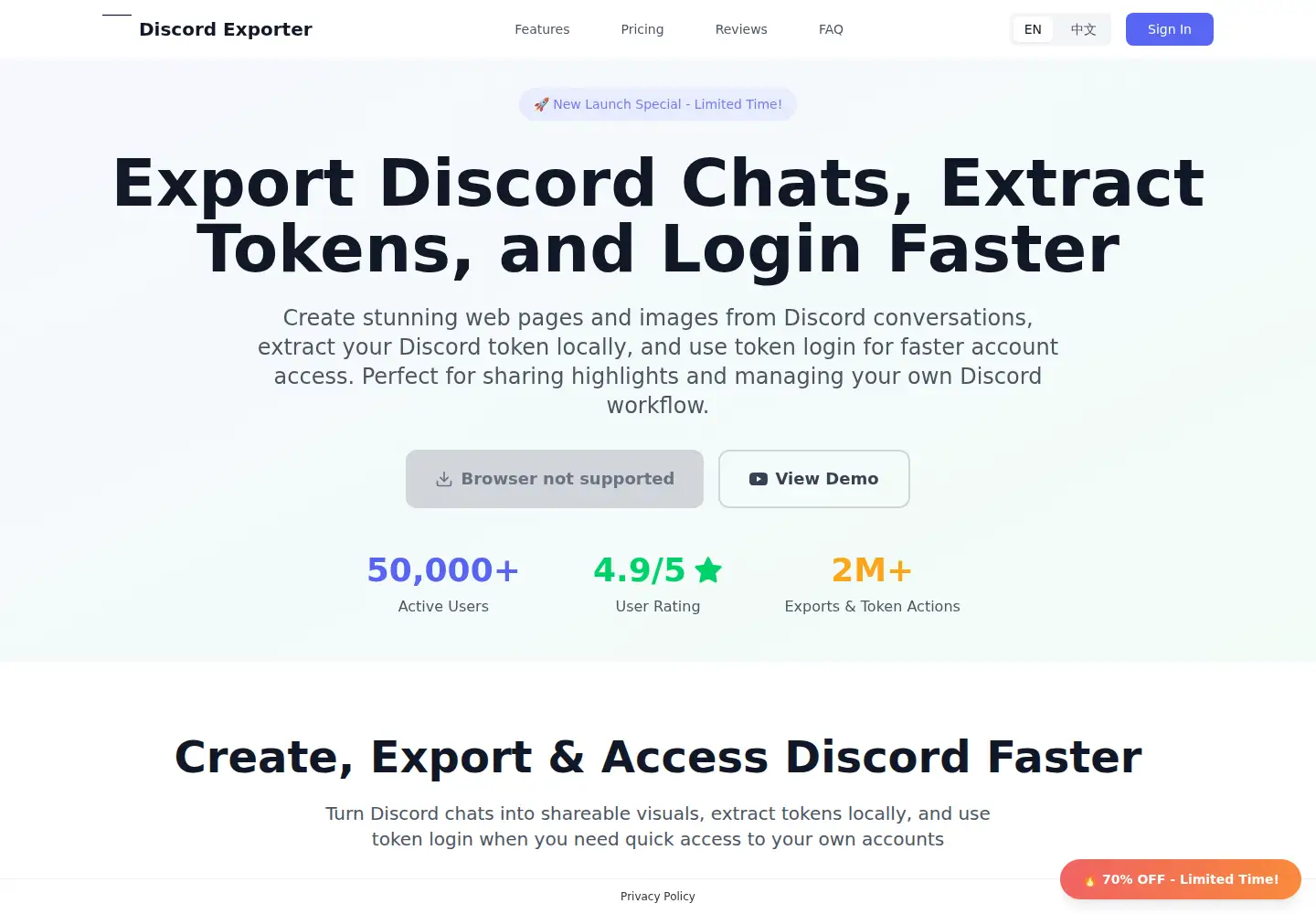 Screenshot of discordexporter.best