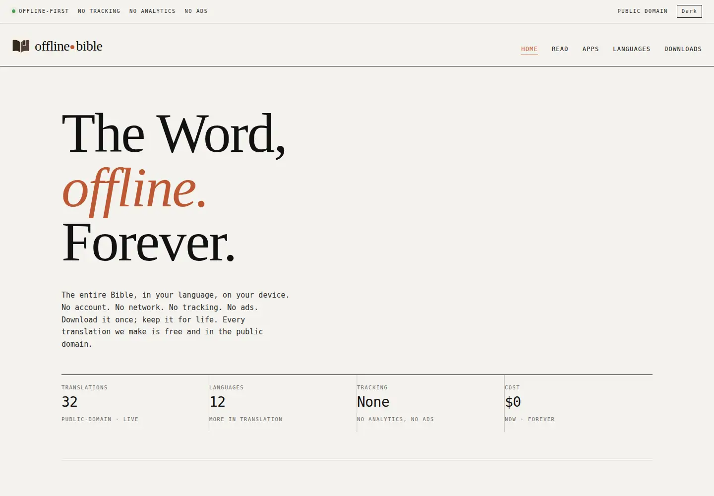 Screenshot of offline.bible