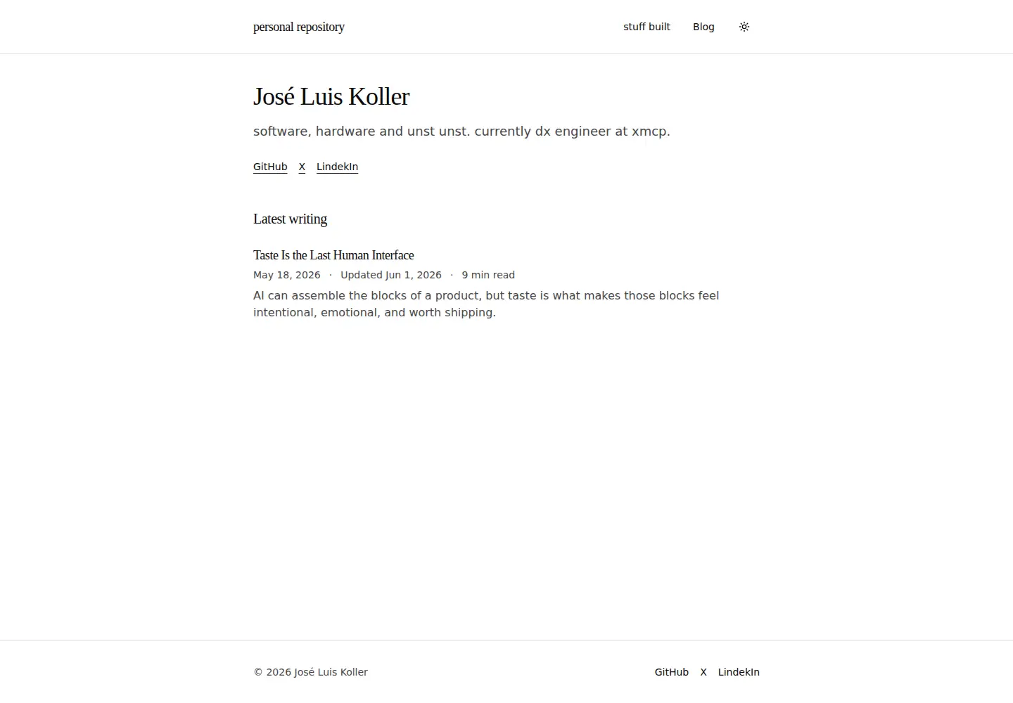 Captured homepage of koller.bio in the current scan
