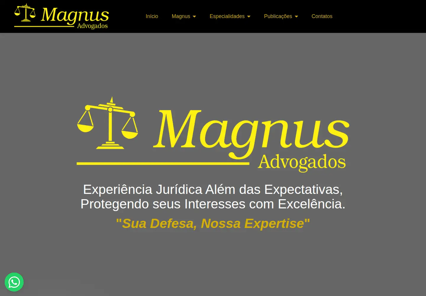 Captured homepage of advocaciamagnus.adv.br in the current scan