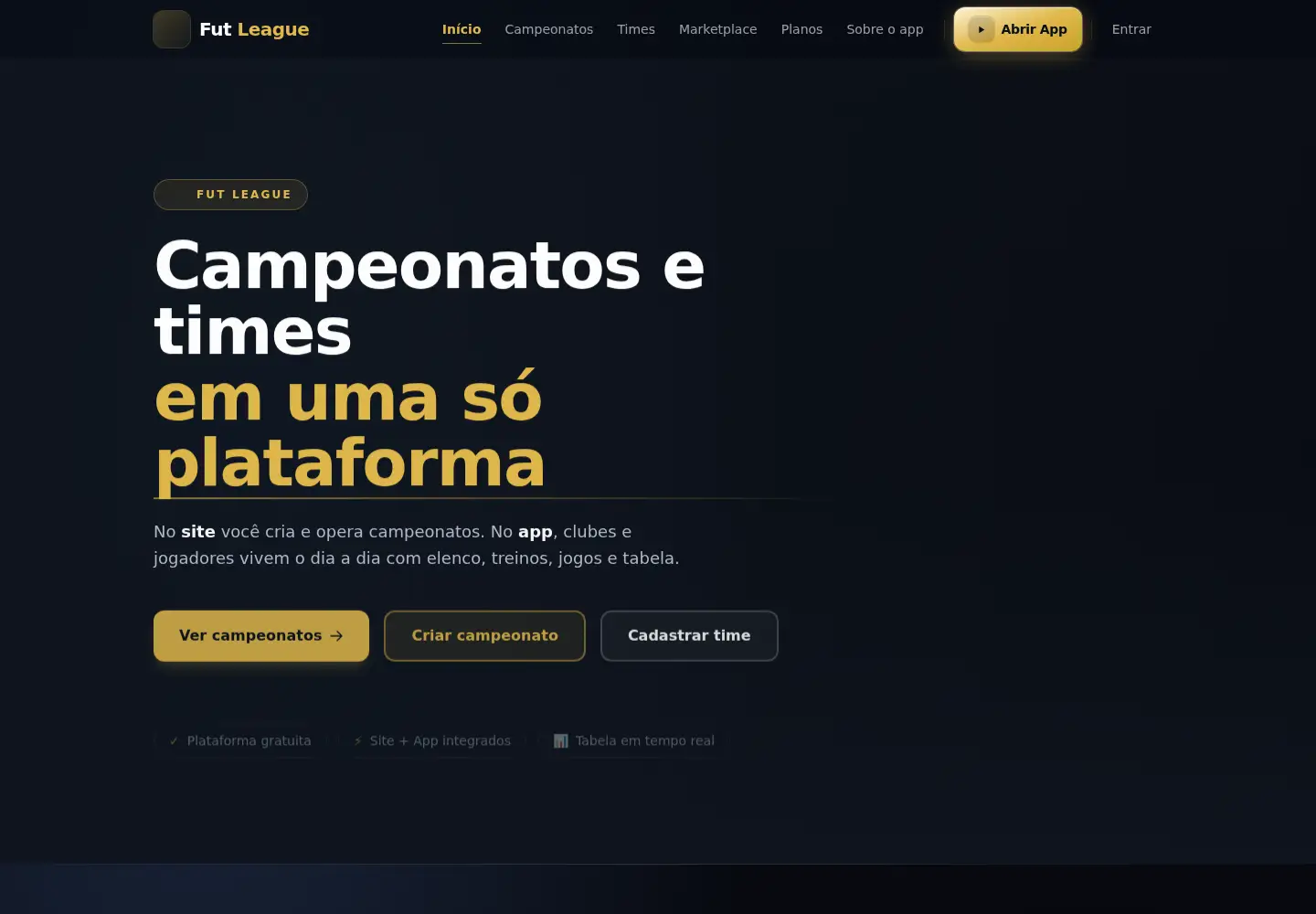 Captured homepage of futleague.app.br in the current scan