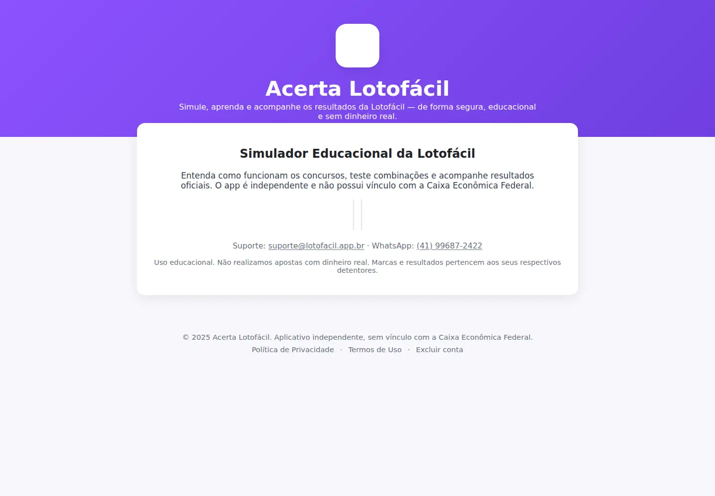 Captured homepage of lotofacil.app.br in the current scan