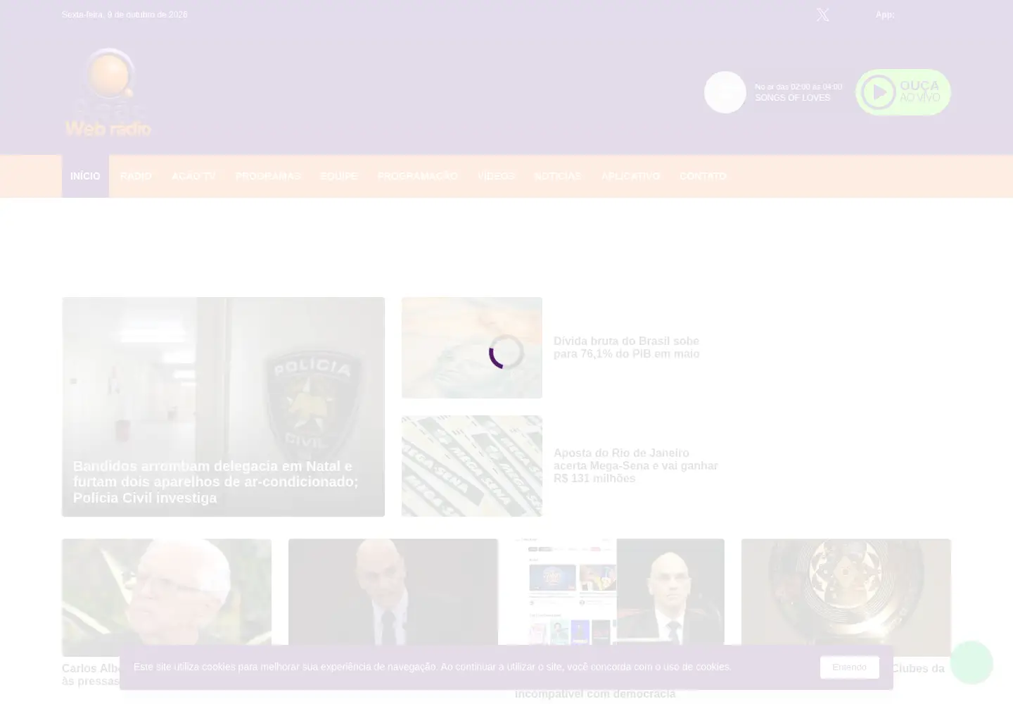 Screenshot of acaowebradio.com.br