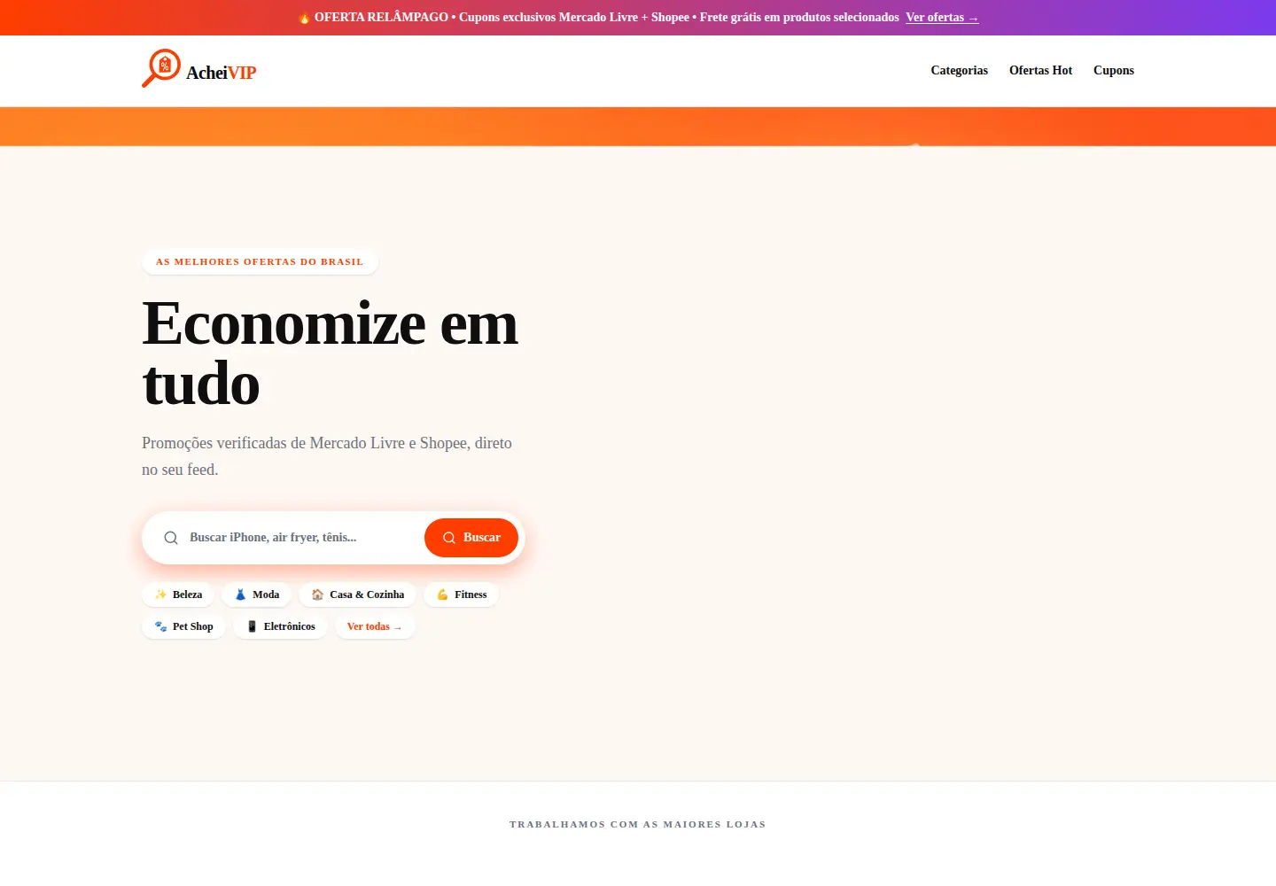 Captured homepage of acheivip.com.br in the current scan
