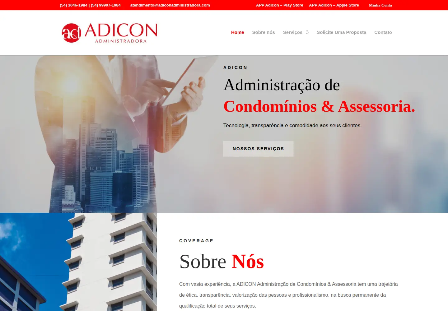 Captured homepage of adiconadministradora.com.br in the current scan