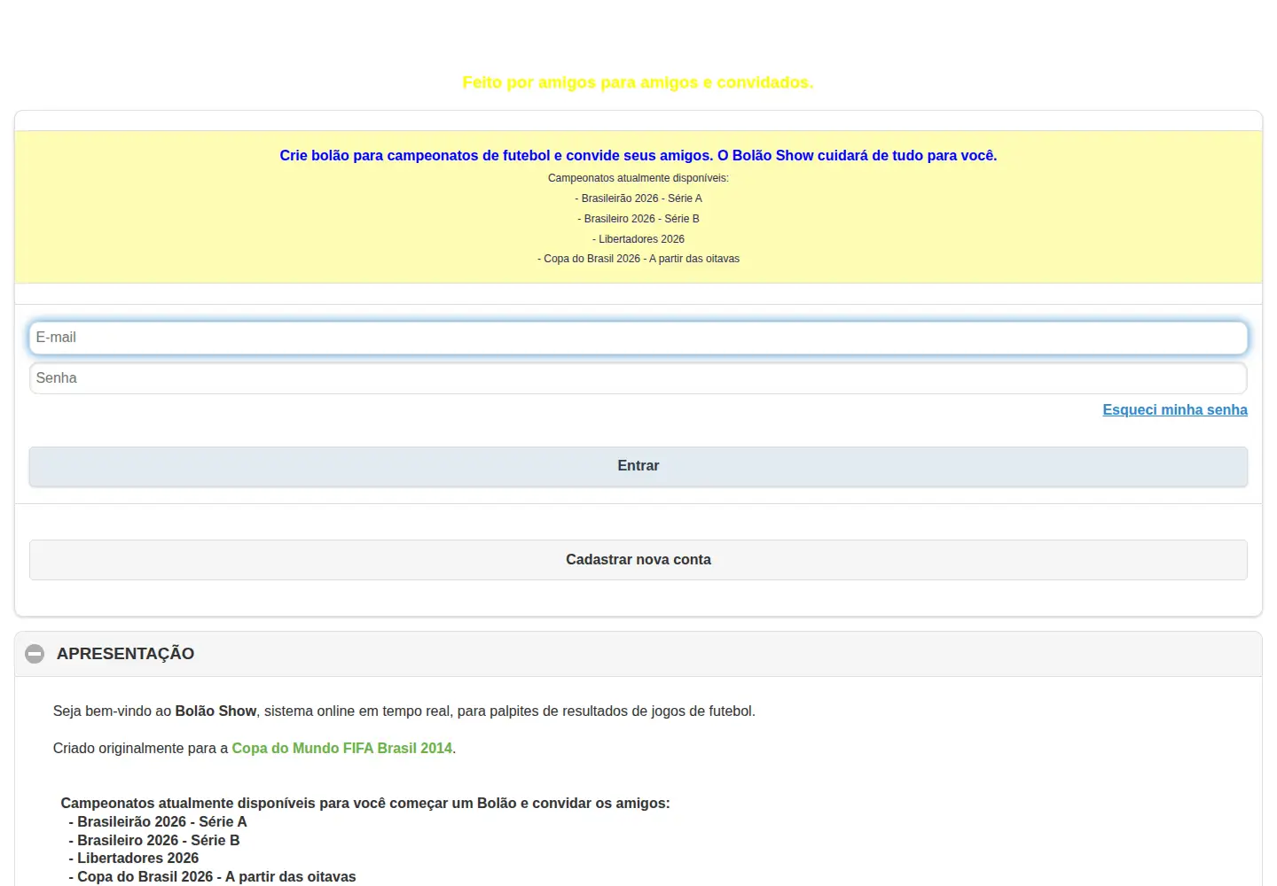 Screenshot of bolaoshow.com.br