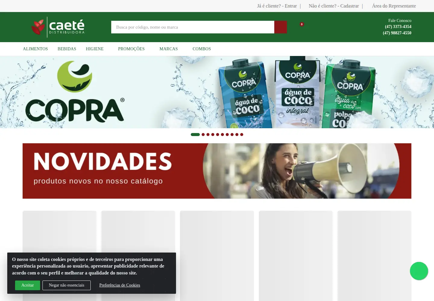 Captured homepage of caetedistribuidora.com.br in the current scan