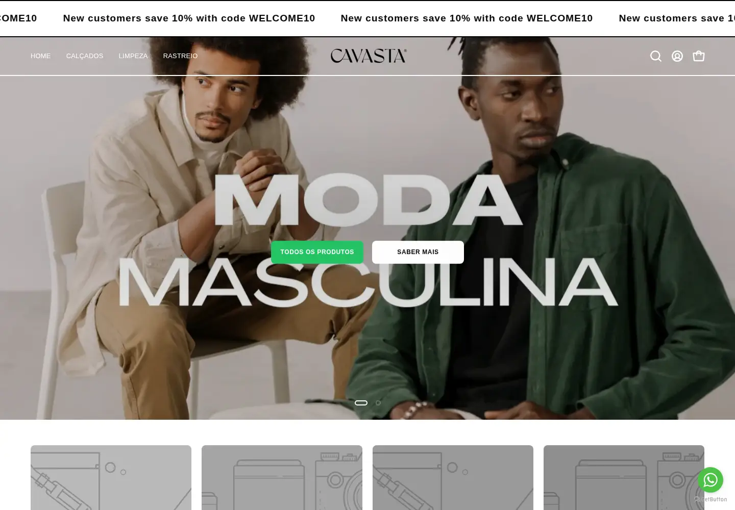 Captured homepage of cavastastore.com.br in the current scan