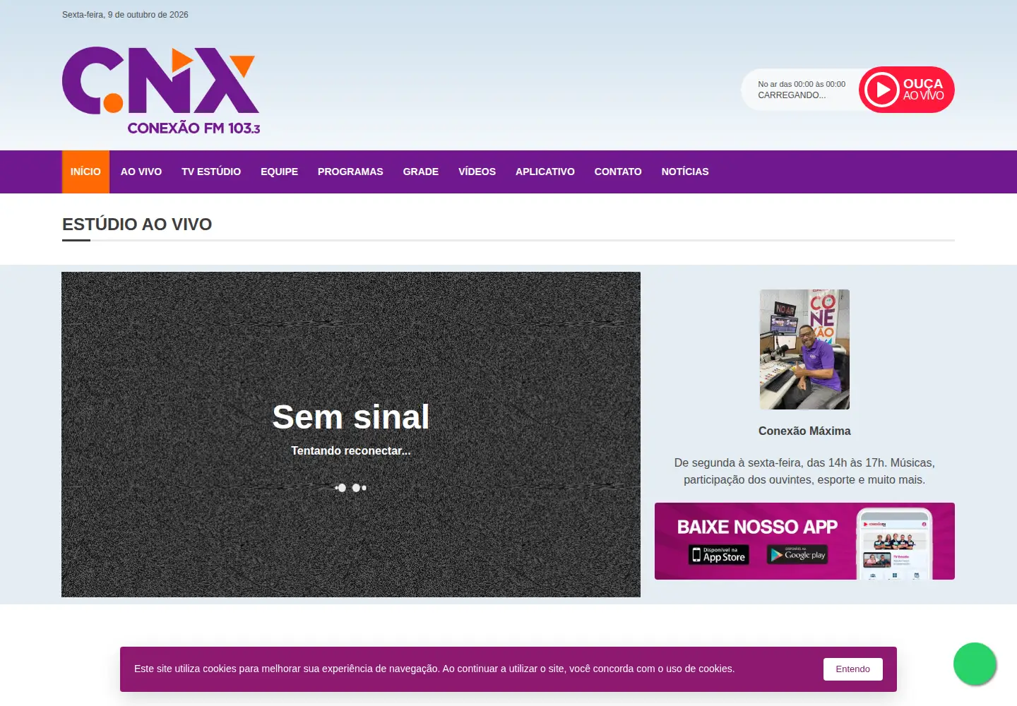 Captured homepage of conexao103.com.br in the current scan
