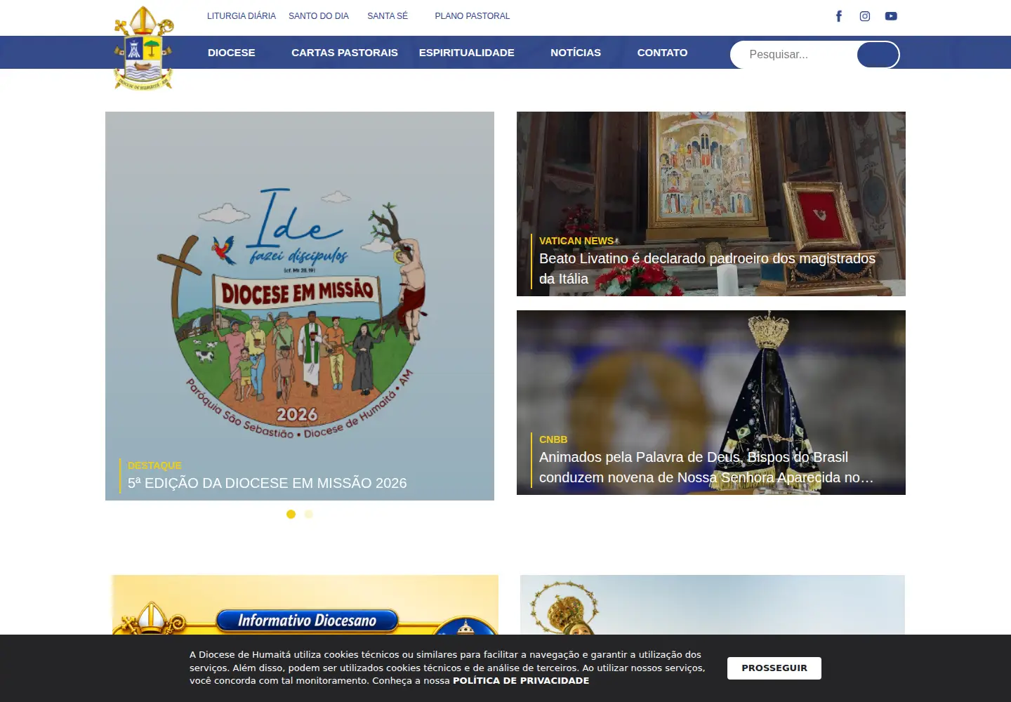 Screenshot of diocesedehumaita.com.br