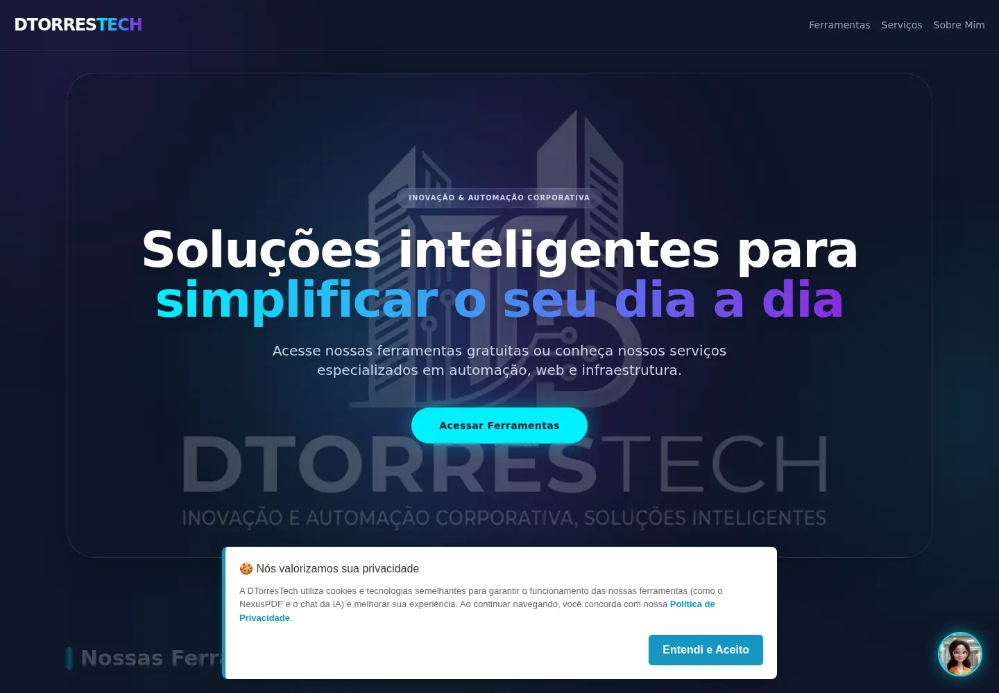 Captured homepage of dtorrestech.com.br in the current scan