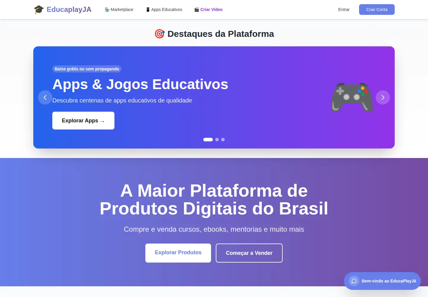 Captured homepage of educaplayja.com.br in the current scan