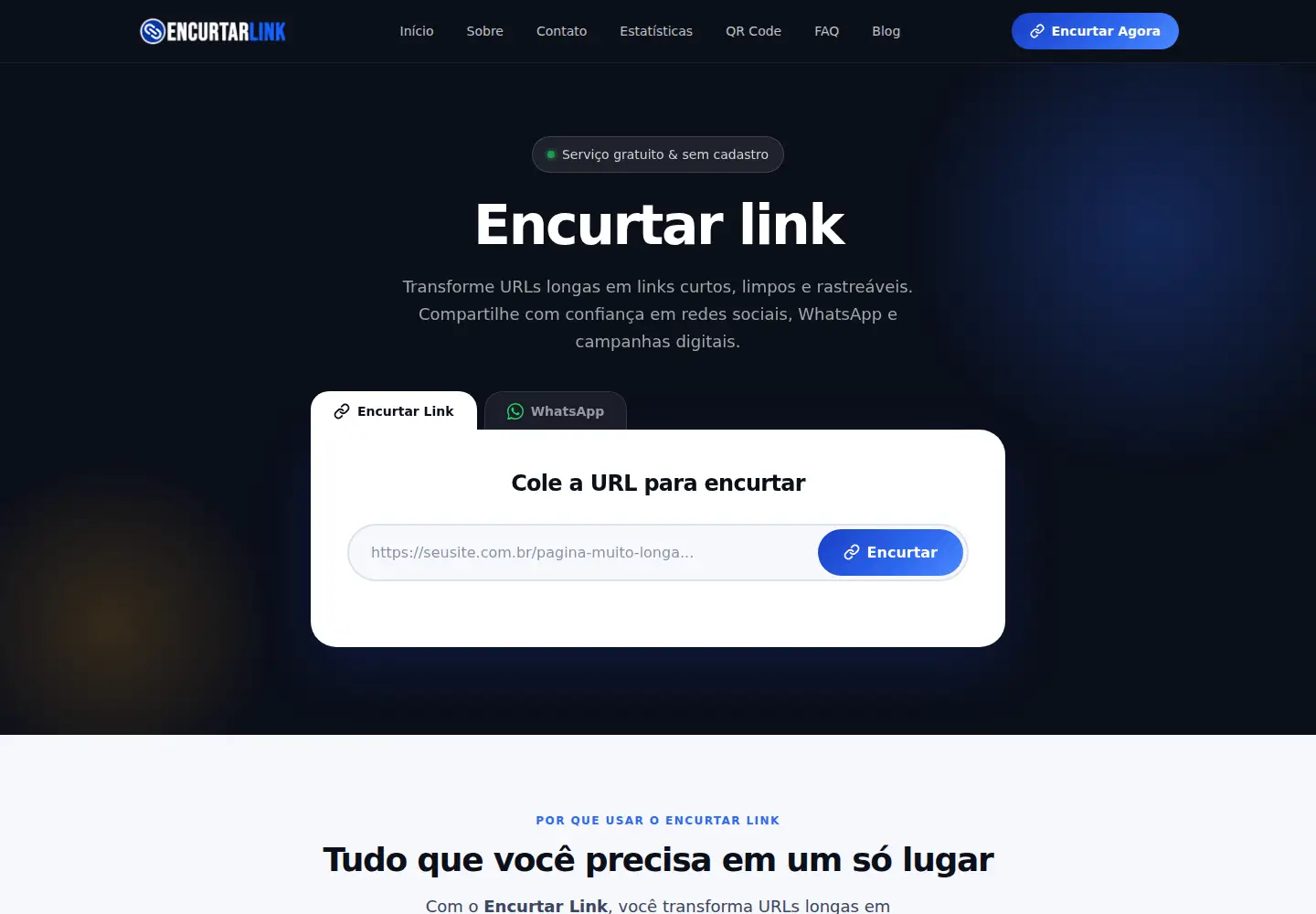 Screenshot of encurtarlink.com.br
