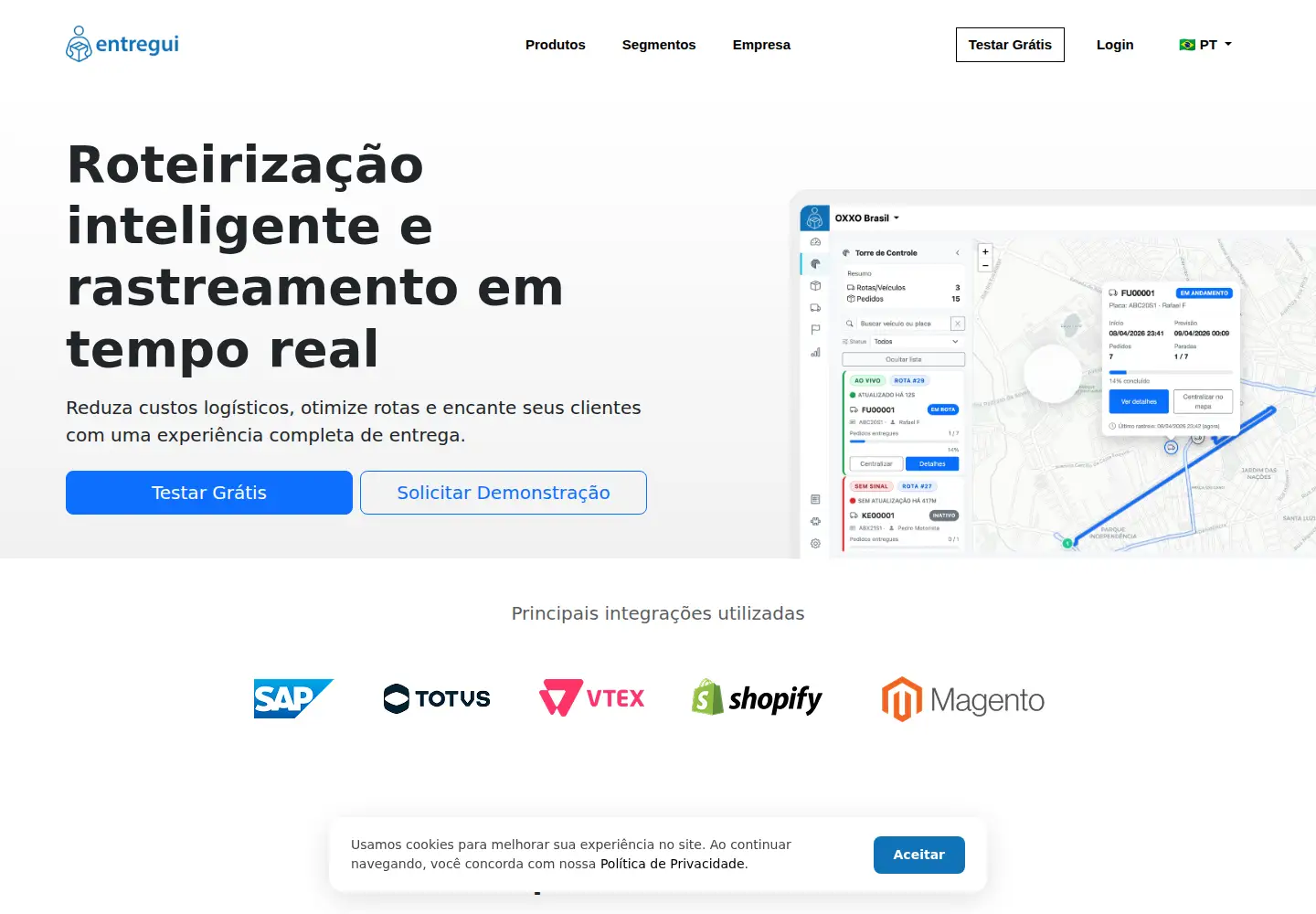 Captured homepage of entregui.com.br in the current scan