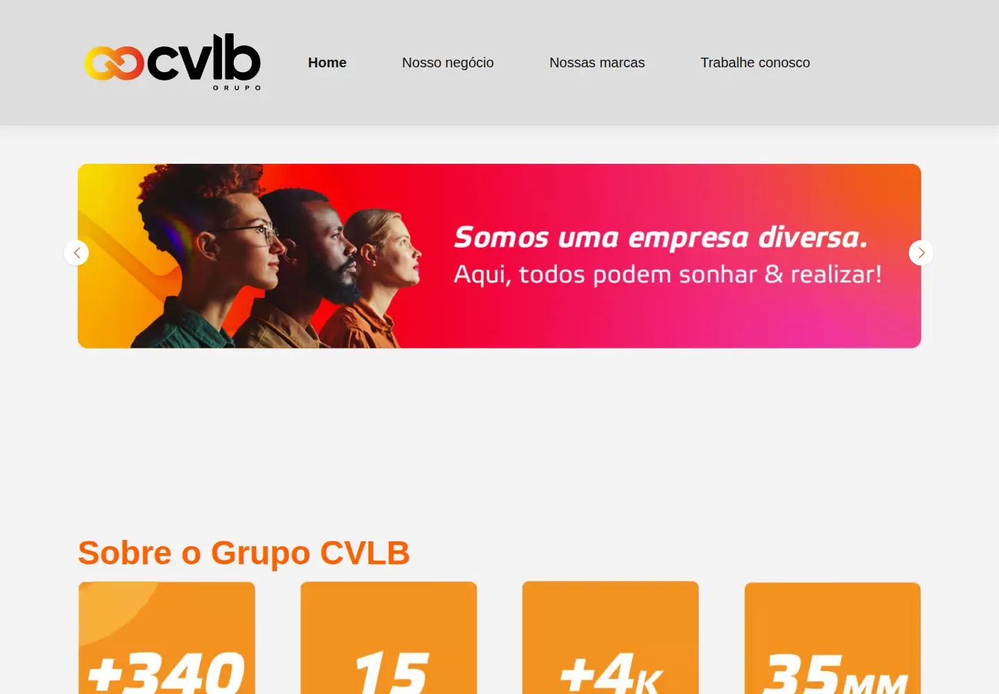 Captured homepage of grupocvlb.com.br in the current scan