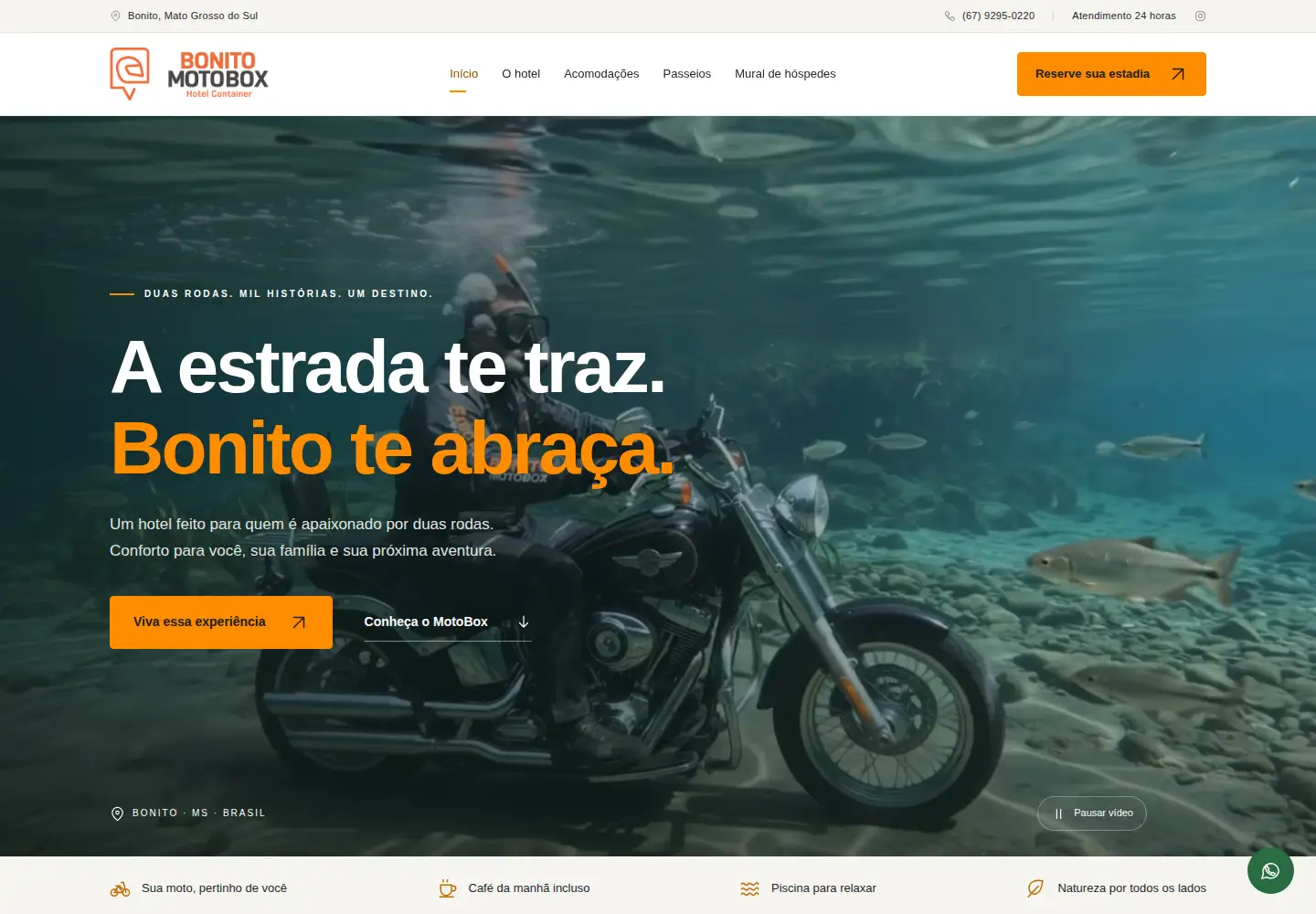 Screenshot of hotelbonitomotobox.com.br