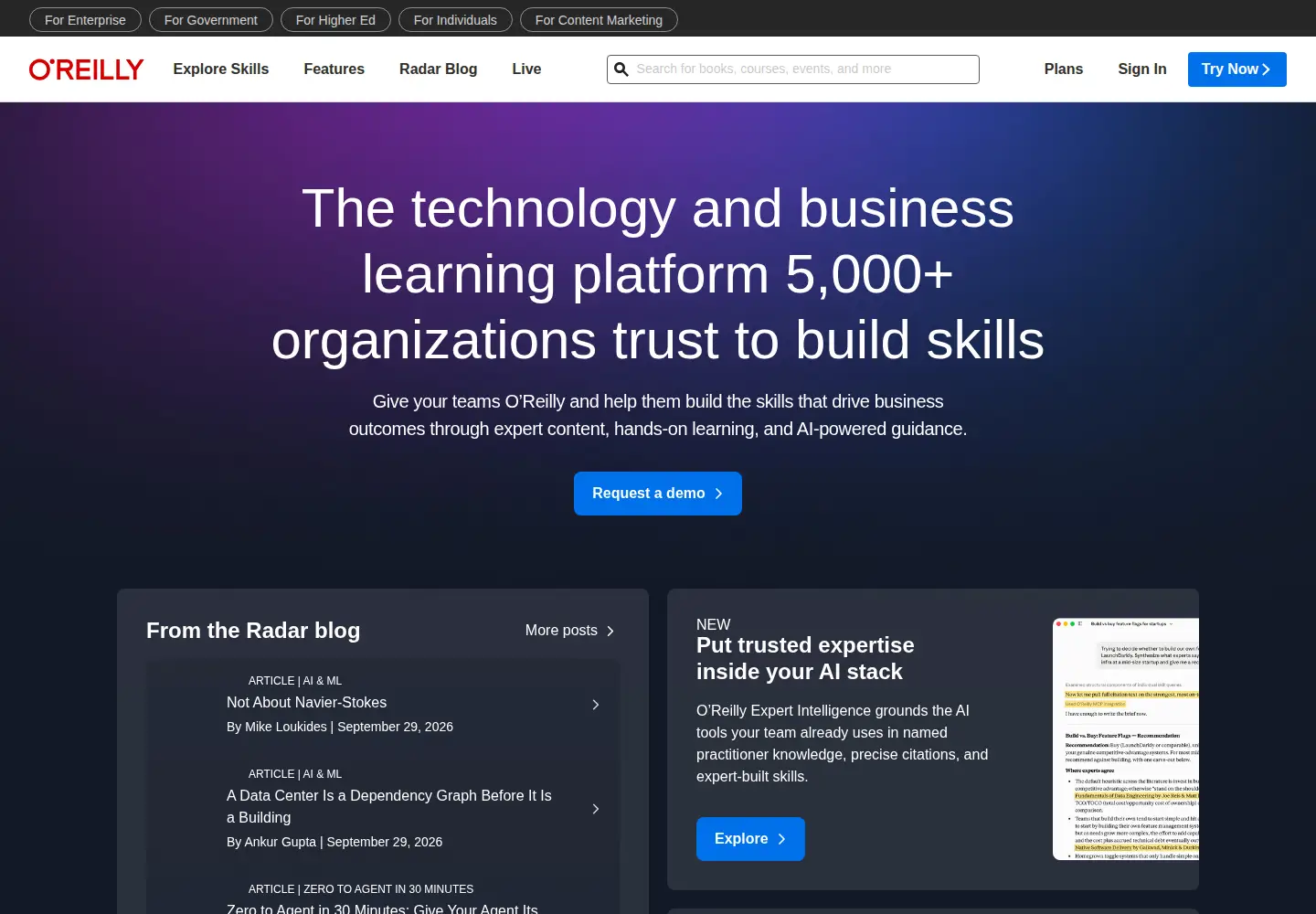 Screenshot of oreilly.com